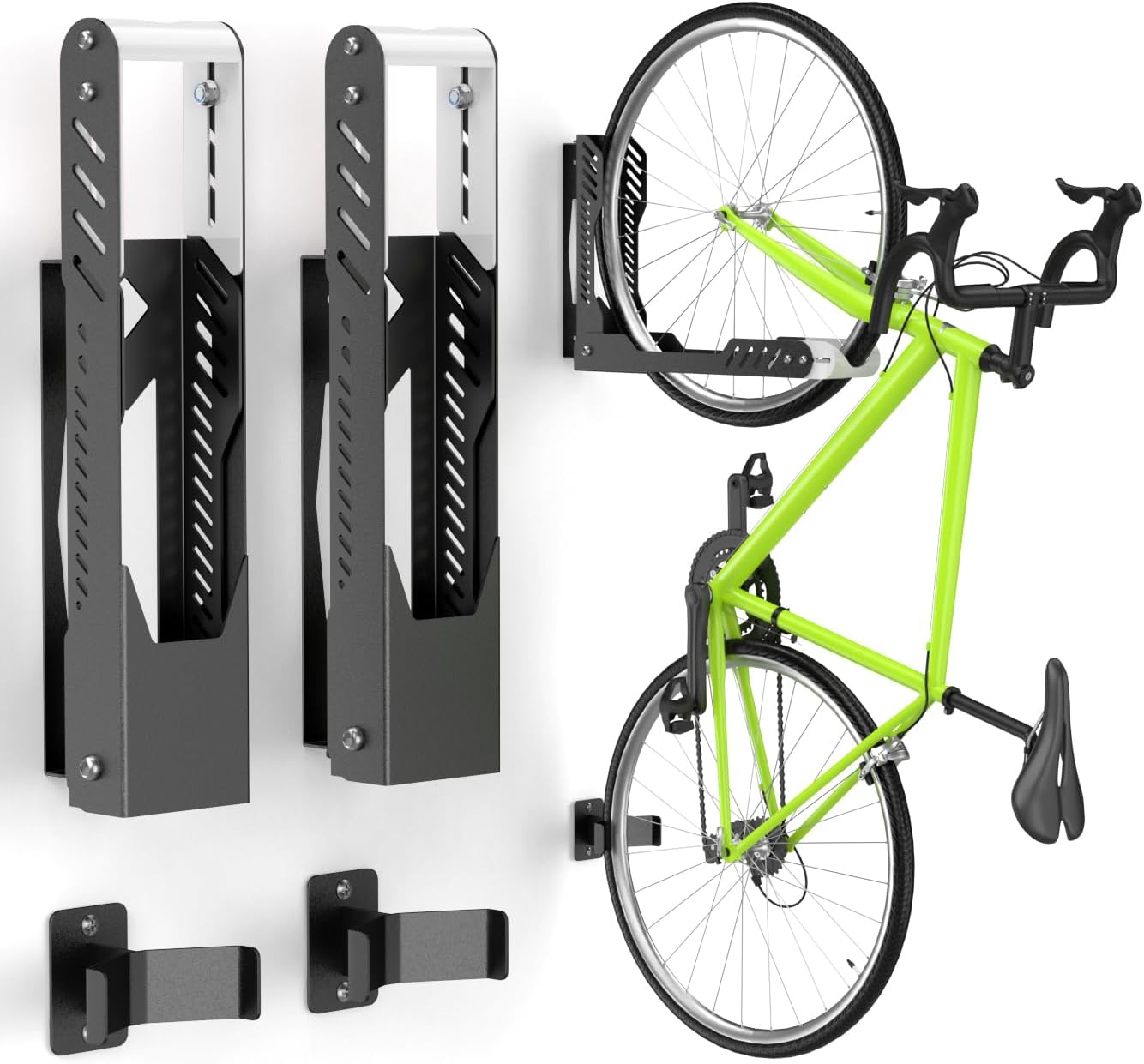 Bike Wall Mount 2 Pack Swivel Bike Rack for Garage, No Heavy Lifting Required Wall Bike Hangers Can Holds up to 77 lbs, Black