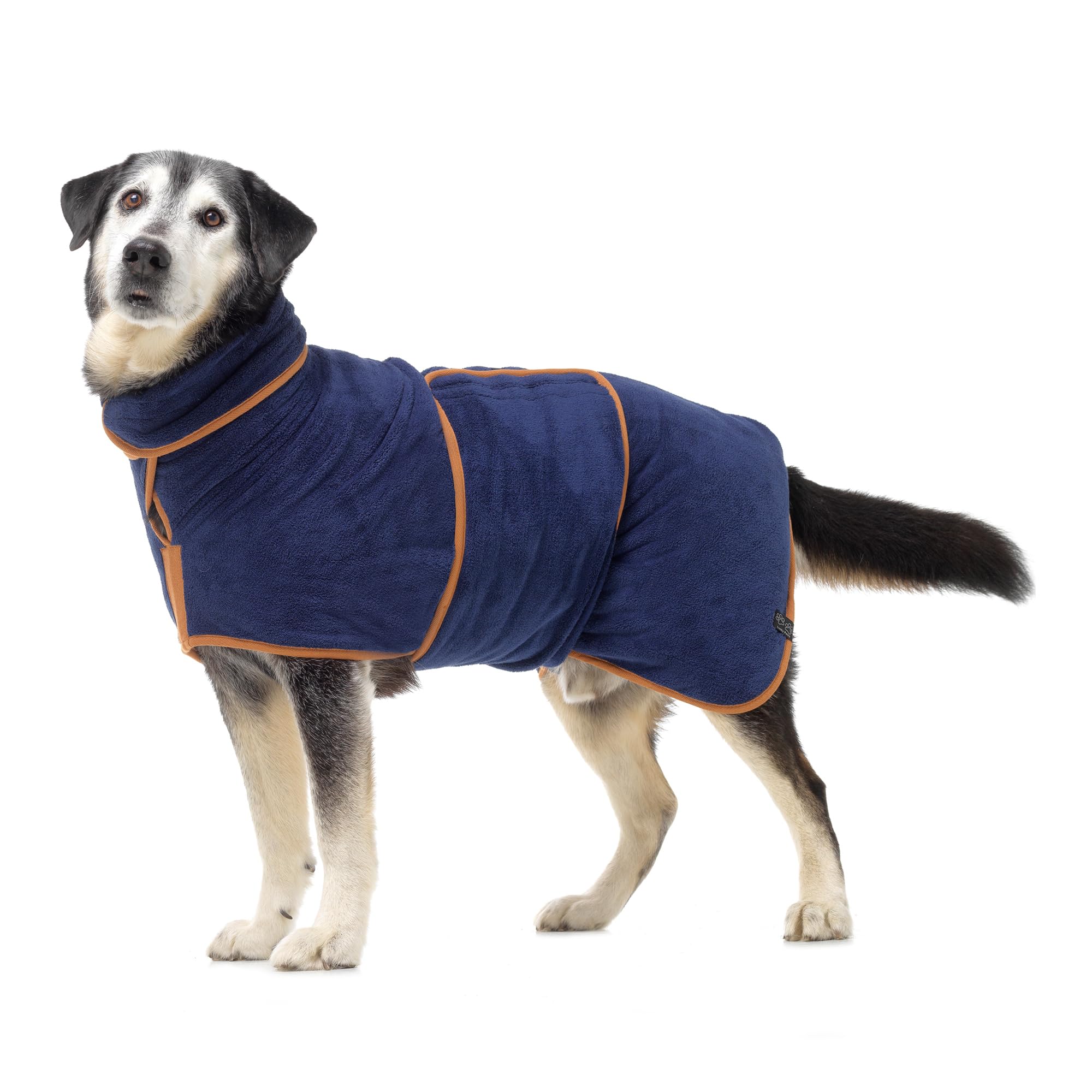 Serviette luxueuse pour chien - Double couche - Séchage rapide - Super absorbante et ultra douce - Pour sécher les chiens (taille XXS, bleu marine française)