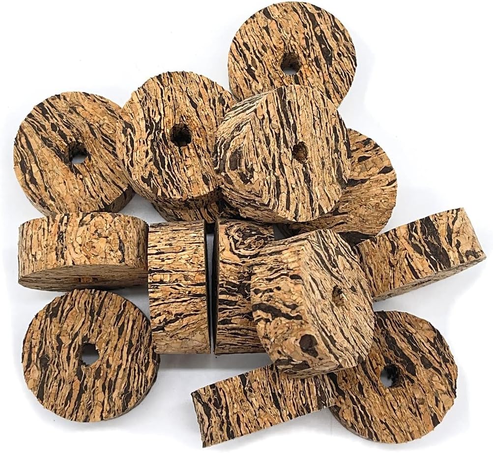 Custom Rod Building Cork Rings, 1.25" or 1.5" x .5', 1/4" Bore, 50 Pack,