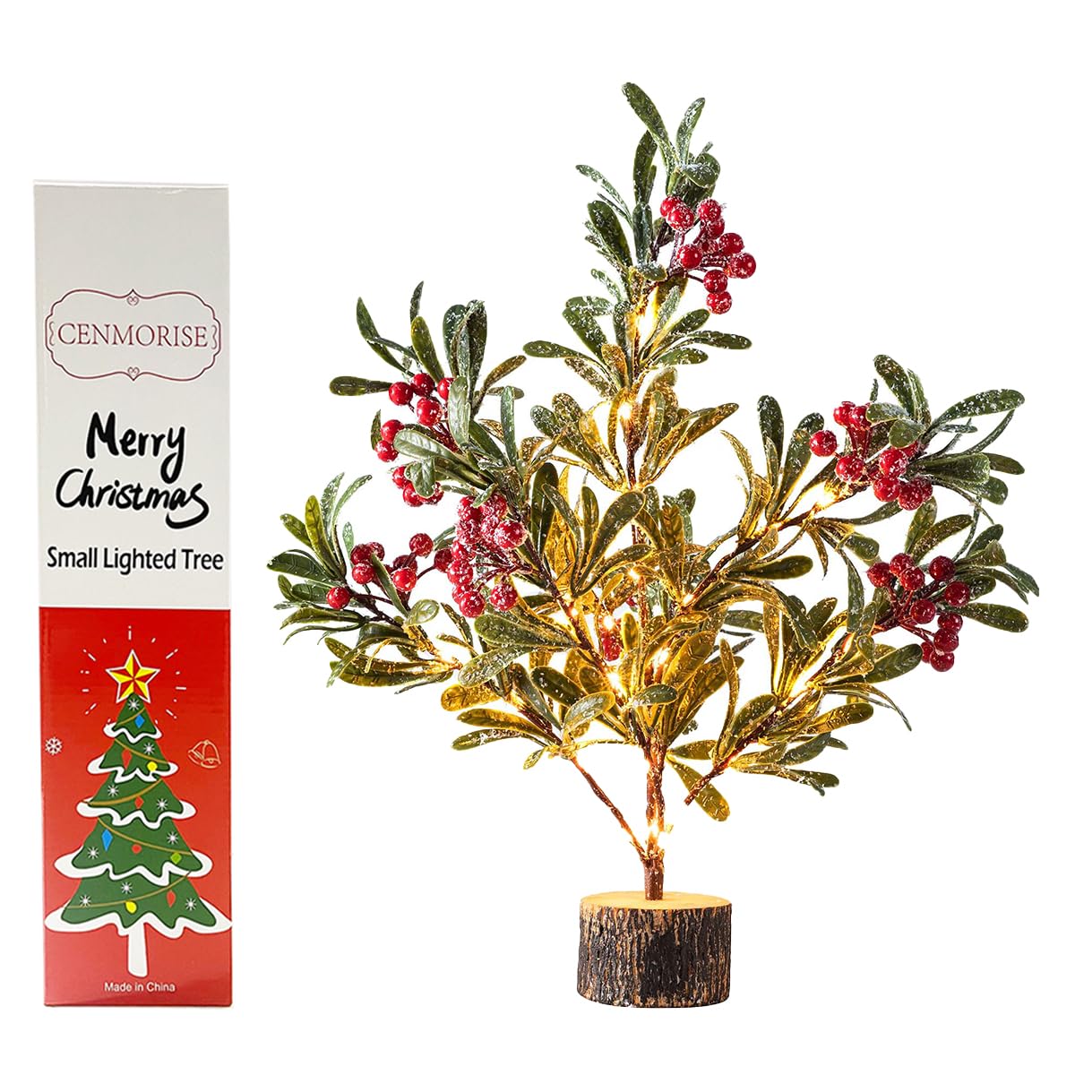 Christmas Tabletop Tree Battery Operated with Lights, Prelit Snowy