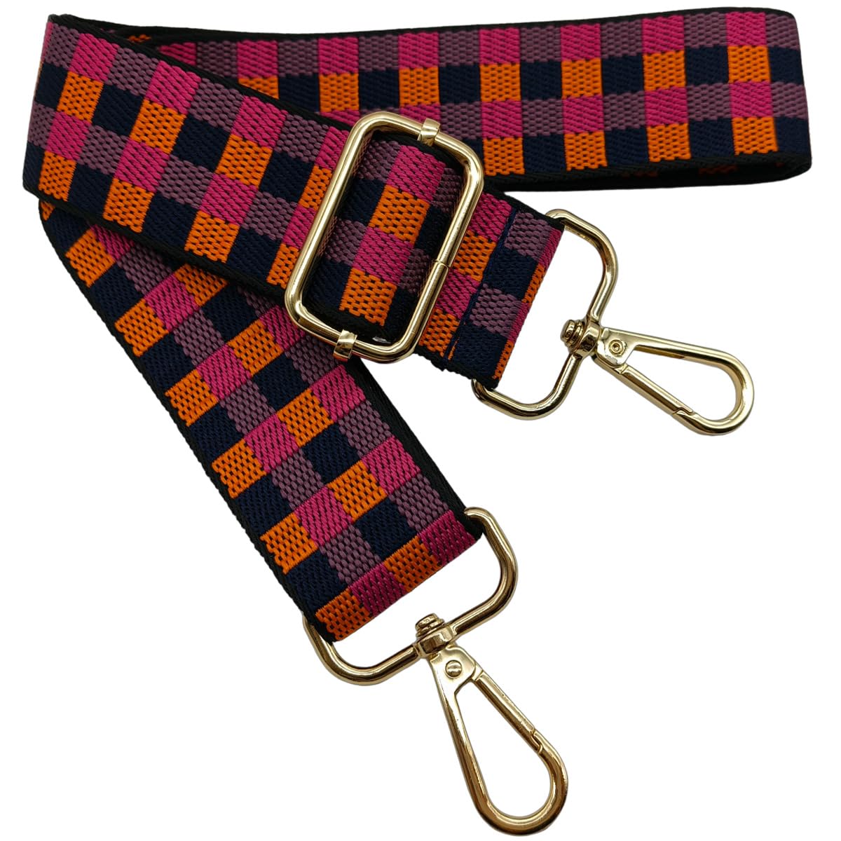 Verstellbarer Schultergurt für Taschen Orange-Blau-Rose, Taschengurte zum Wechseln, Taschengurt Breit mit Karabiner Gold, 80-130 cm Tragegurt Tasche für Damen Schulterriemen, Handtasche, 3.8cm, 1506