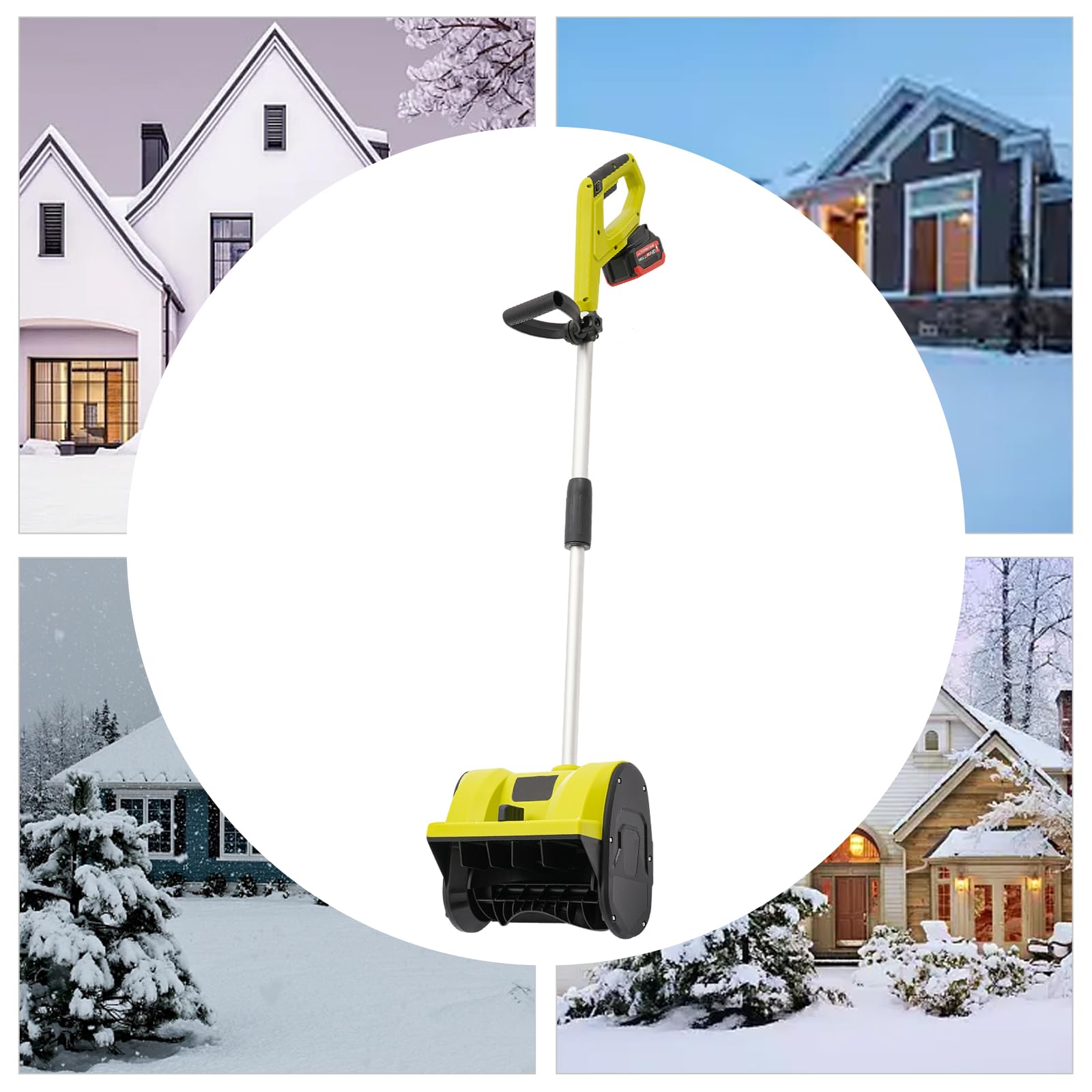 Spazzaneve 20 V, spazzaneve a batteria, larghezza di lavoro, 16 cm, altezza di 2200 giri/min, velocità di lancio, 8 m, spazzaneve per garage, terrazze, verande, marciapiedi
