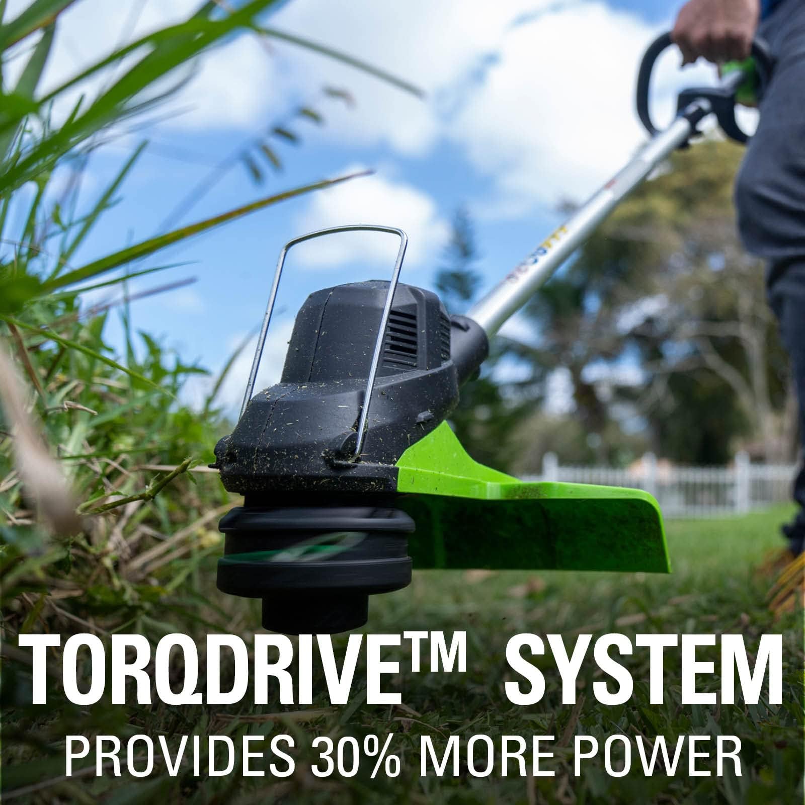 Greenworks Decespugliatore a batteria 24 V, diametro di taglio 33 cm, diametro filo 2 mm, Max 5600 TR/Min, velocità di taglio massima 5600 giri/min (batteria e caricabatterie non inclusi)