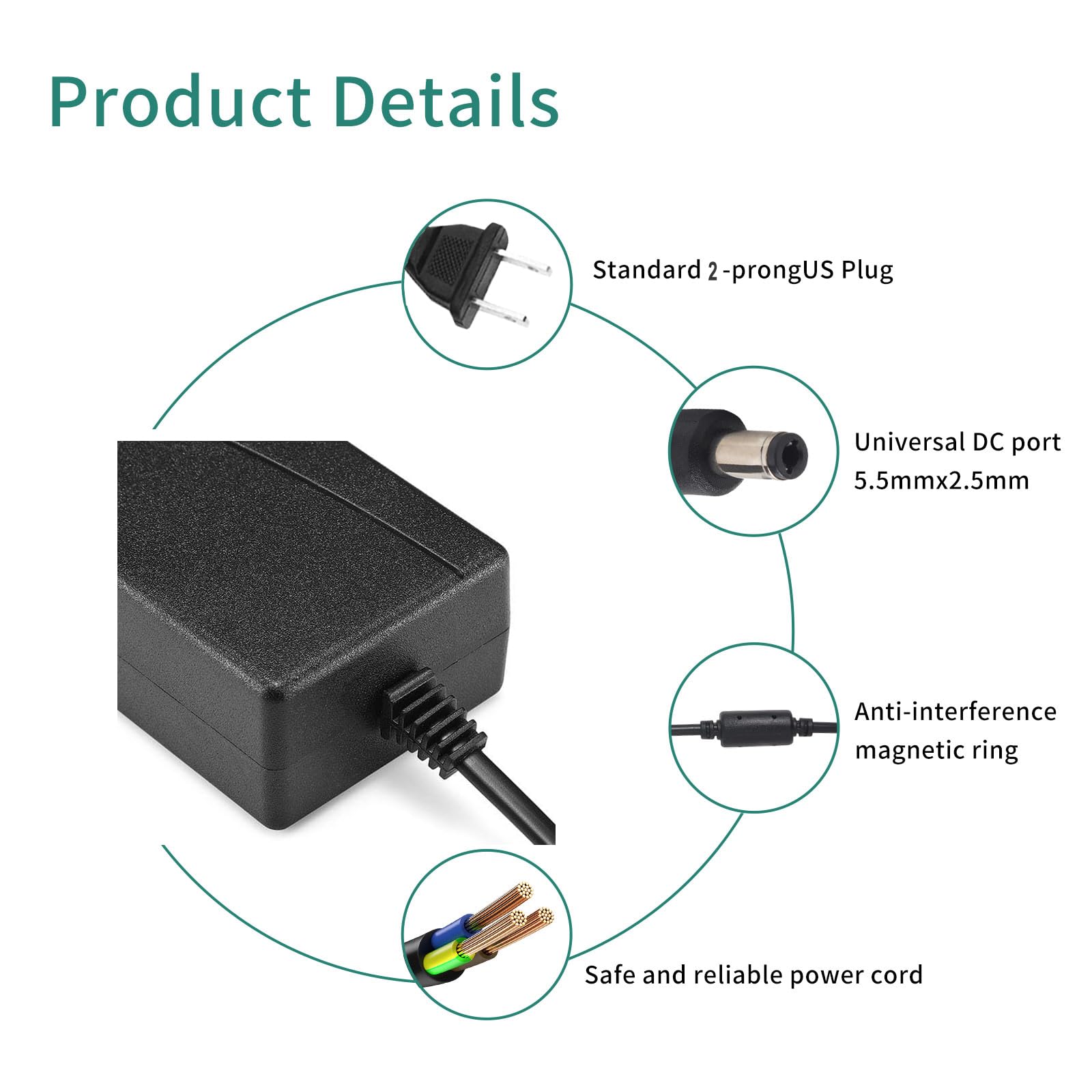 Signcomplex LED schakelende voeding 12V 4A voeding, AC 100-240V naar DC 12V adapter schakeltransformatoren 48 Watt max, CE/TÜV/GS-certificering