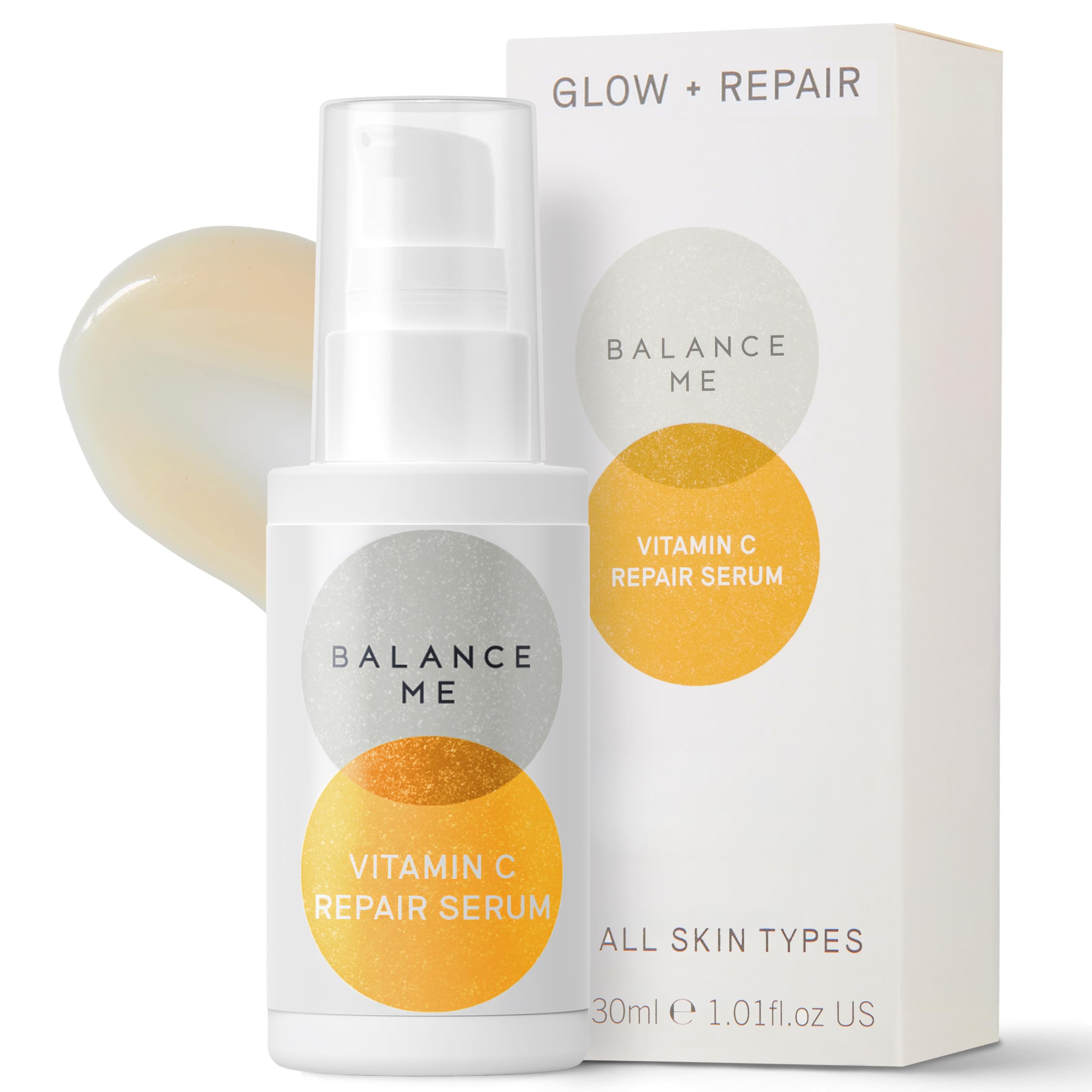 Balance Me Vitamin C Repair Serum 30ml, Hydrating Serum with Hyaluronic Acid and Collagen, Treatment for Hyperpigmentation, Dark Spots and Wrinkles