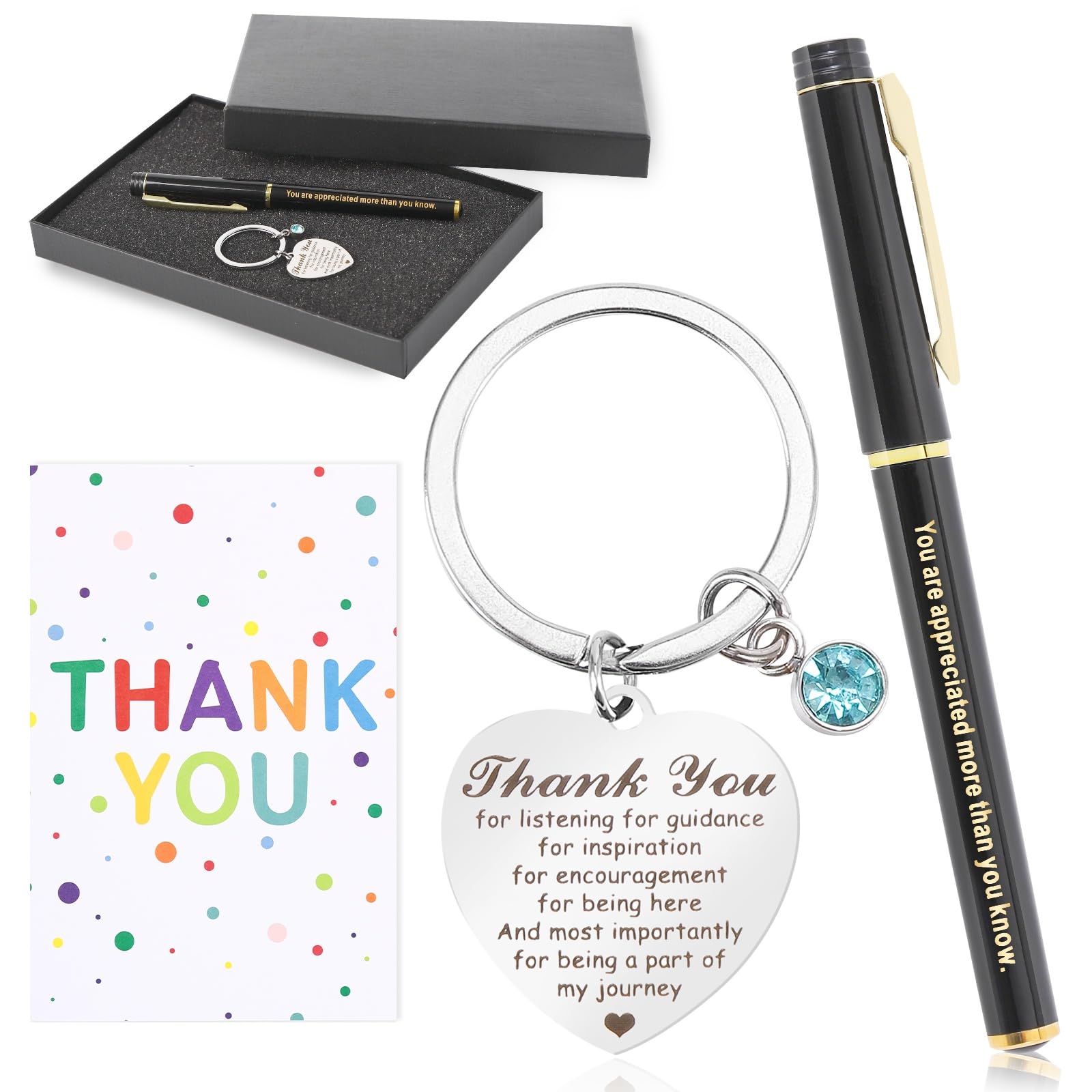 EchehiThank You Gifts For Women & Teacher - Guidance Keychain, Pen, Card, Box - Leaving & Appreciation Gifts