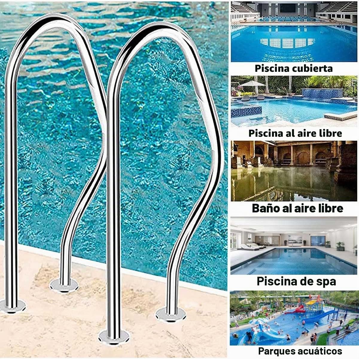 80x47cm Pasamanos Barra De Mano De Piscina De Acero Inoxidable 304, Agarre De Mango Grande Manijas Humanizadas, Adecuado para Piscinas, Rampas De Entrada, Spas, Parques Acuáticos (Size : One)