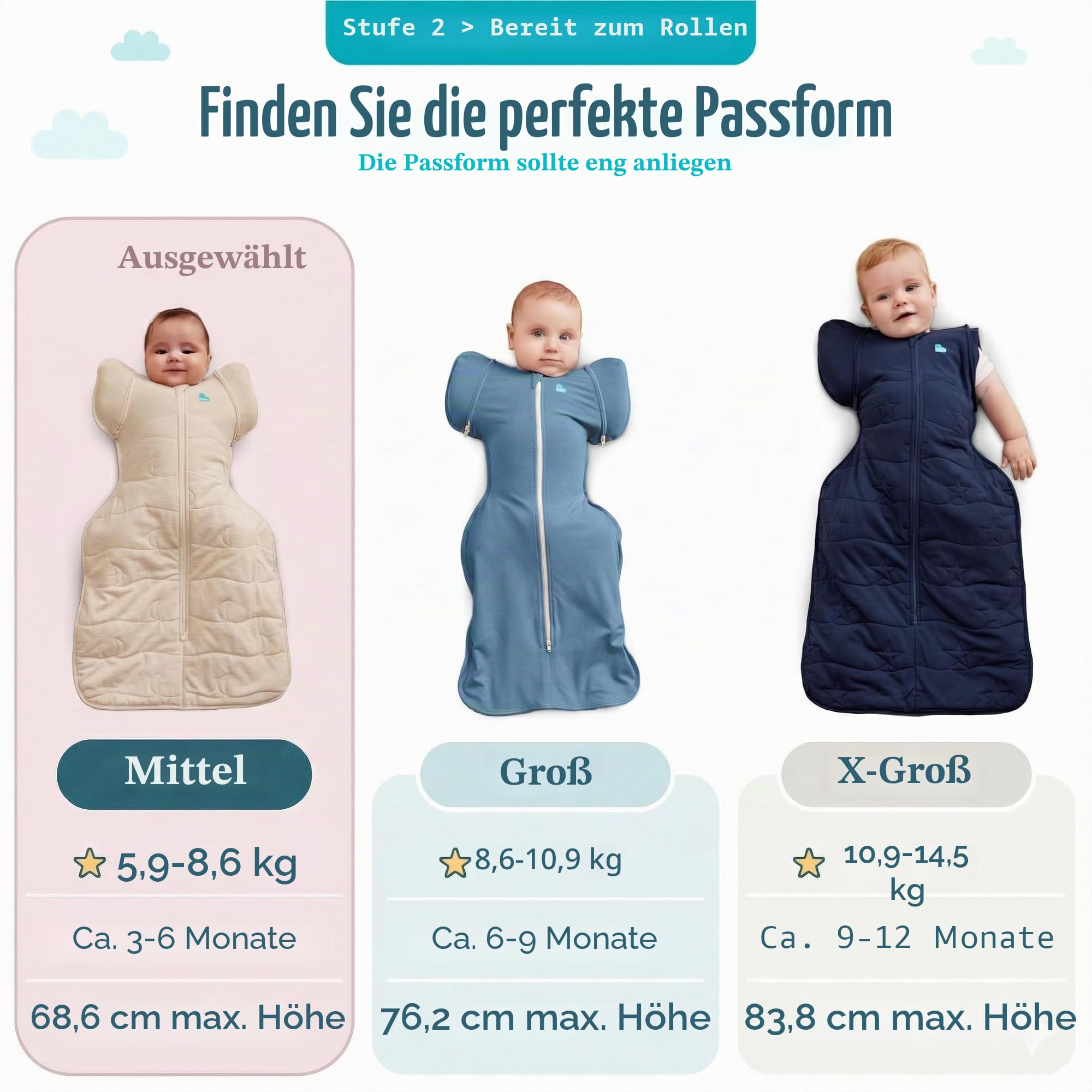 Love To Dream Übergang Pucksack, Baby Schlafsack, Medium (6-8,5kg), idealer Stoff für kalte Temperaturen (<16°C), patentiertes abnehmbares Flügel Design, Weiß, Von Hebammen empfohlen
