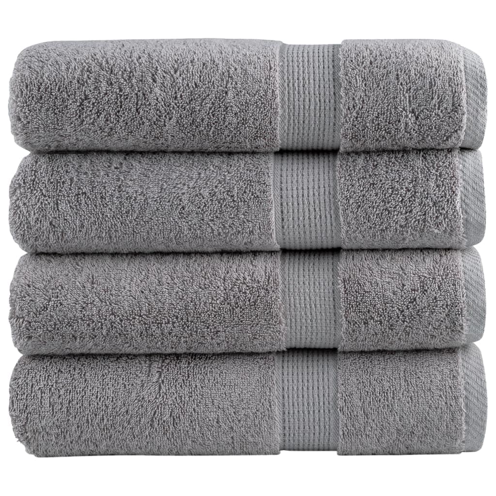 Toallas premium SOLUND 4 piezas gris 50 x 100 cm 600 g/m² toallas juego de toallas de baño familiar, accesorios de baño altamente absorbentes de agua