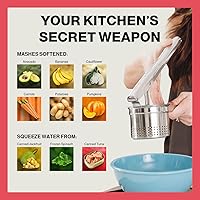 Vista 6 de Ricer de patatas - Ricer para puré de patatas, hecho de acero inoxidable 18/8, para hacer puré de patatas y arroz de coliflor esponjoso y suave
