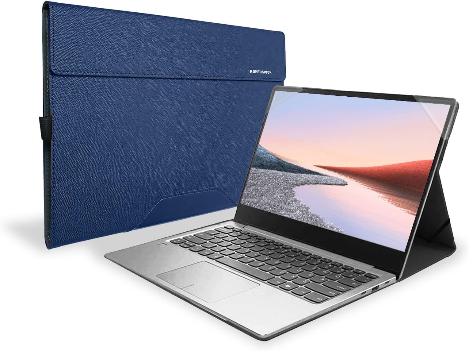 Honeymoon Protective Case Cover for Samsung Galaxy Book Flex α/Flex 13.3",PU Leather Folio Hard Shell Case Accessories for Galaxy Book Flex NP930QCG / Flex α NP730QCJ,S002-13-Blue