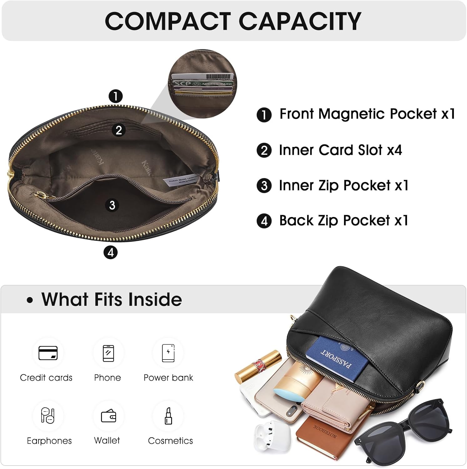 Kattee Leather Crossbody Bags for Women Trendy, Small Purses Handbags Shoulder Bag, Genuine Leather Cross Body Bag for Woman - Image 4