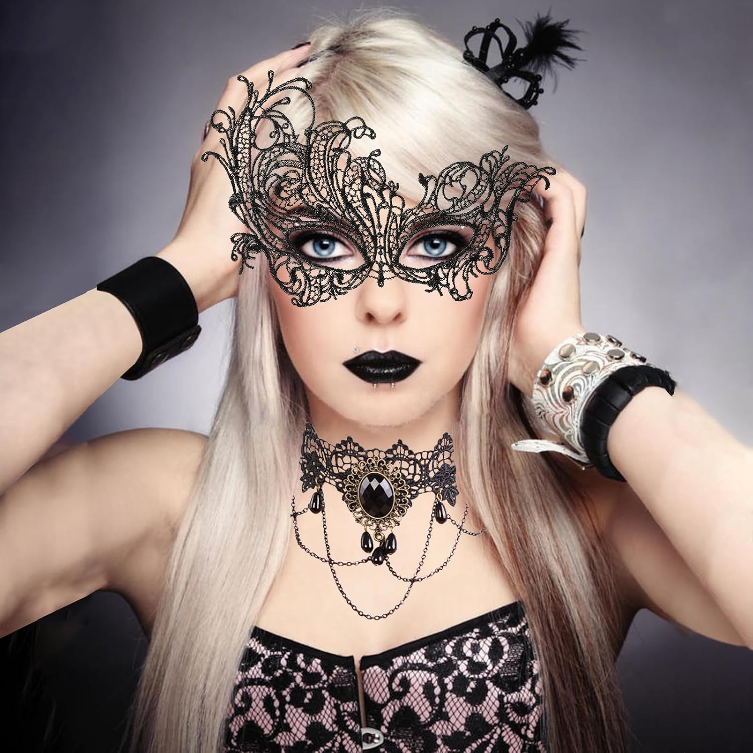 Women Lady Halloween Masquerade Lace Eye Mask Costume Eyemask Prom Black