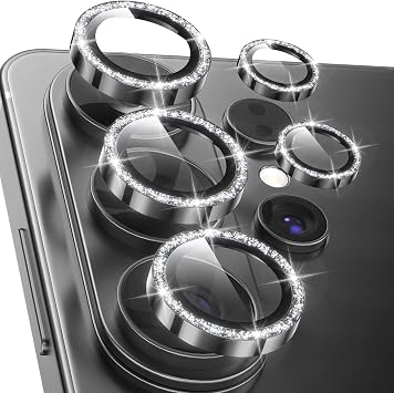 YWXTW Camera Lens Protector for Samsung Galaxy S26 Ultra, [5X Stronger] Glitter Bling Individual Metal Ring Tempered Glass Camera Cover for Galaxy S26 Ultra Accessories, 1 Set