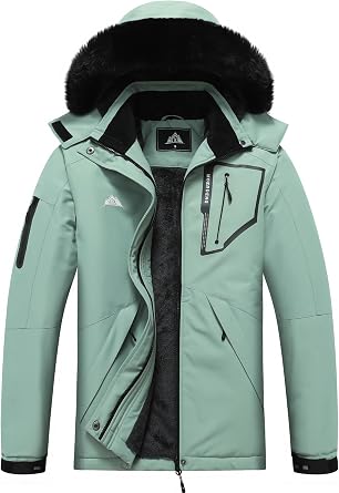 MOERDENG Womens Waterproof Snow Ski Jacket - Warm Winter Coat Insulated for Snowboarding, Mountain Hiking