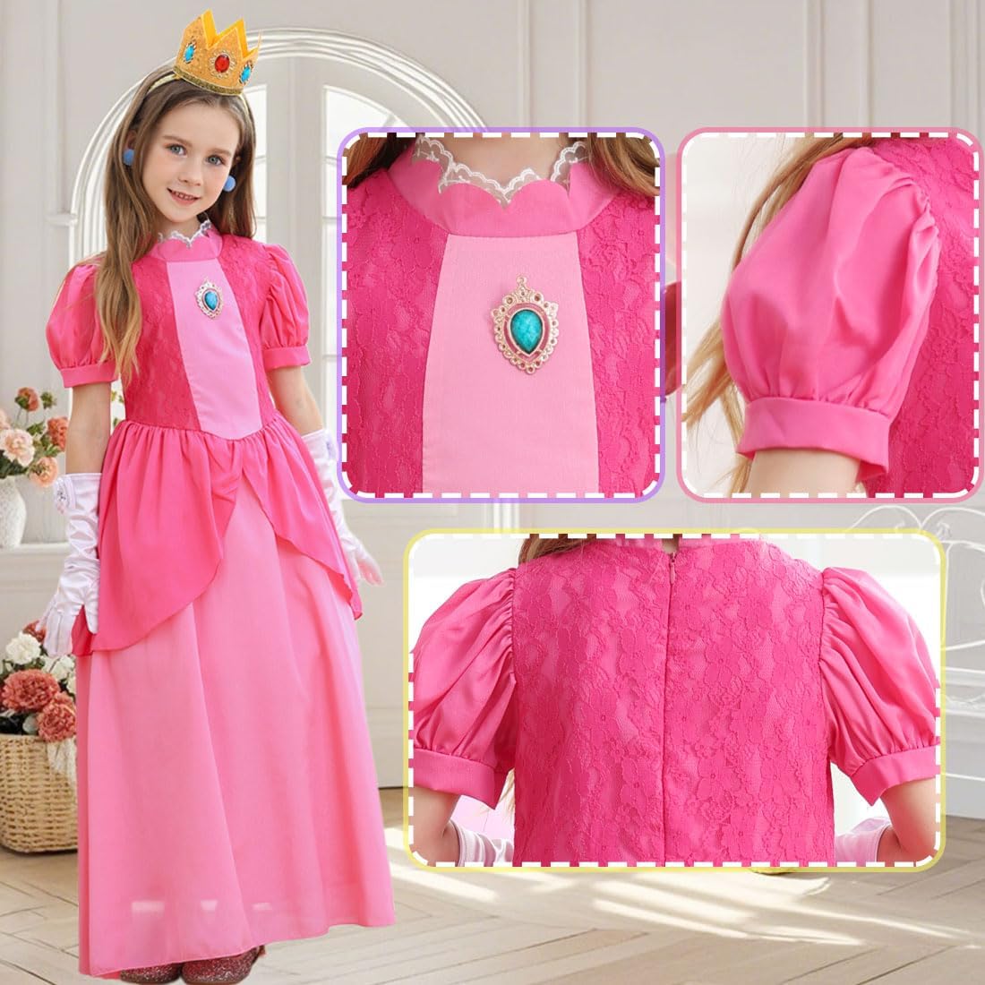 Princess Costume for Little Girls with Accessories Halloween Carnival Costumes for Kids - Image 5