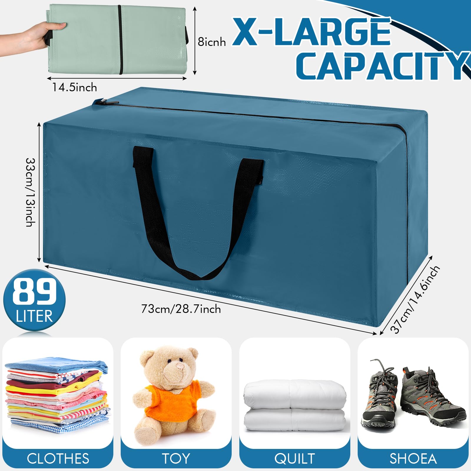 Clysee 6 Pack Heavy Duty Moving Bags Extra Large Storage Totes with Backpack Straps Handles and Zippers for Space Saving Storage Alternative to Moving Boxes Multi Color Packing Bag(Morandi)