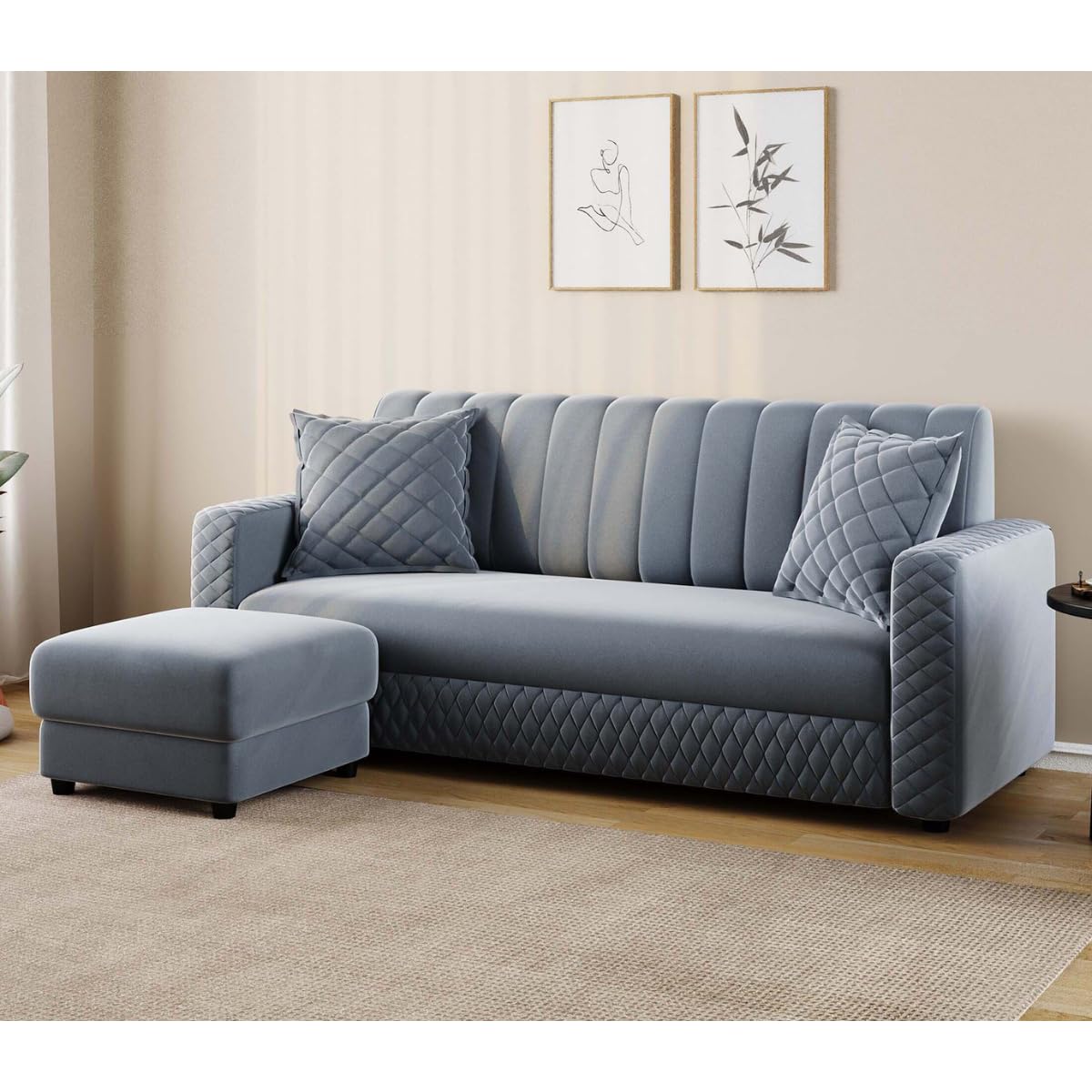 SleepArt Oliver Fabric 4 Seater Sofa for Living Room | Symmetrical Compact Design, Soft Cushion Seating | DIY Assembly, Comfortable Couch for Home & Office (Grey) | Fabric Upholstery-image-28