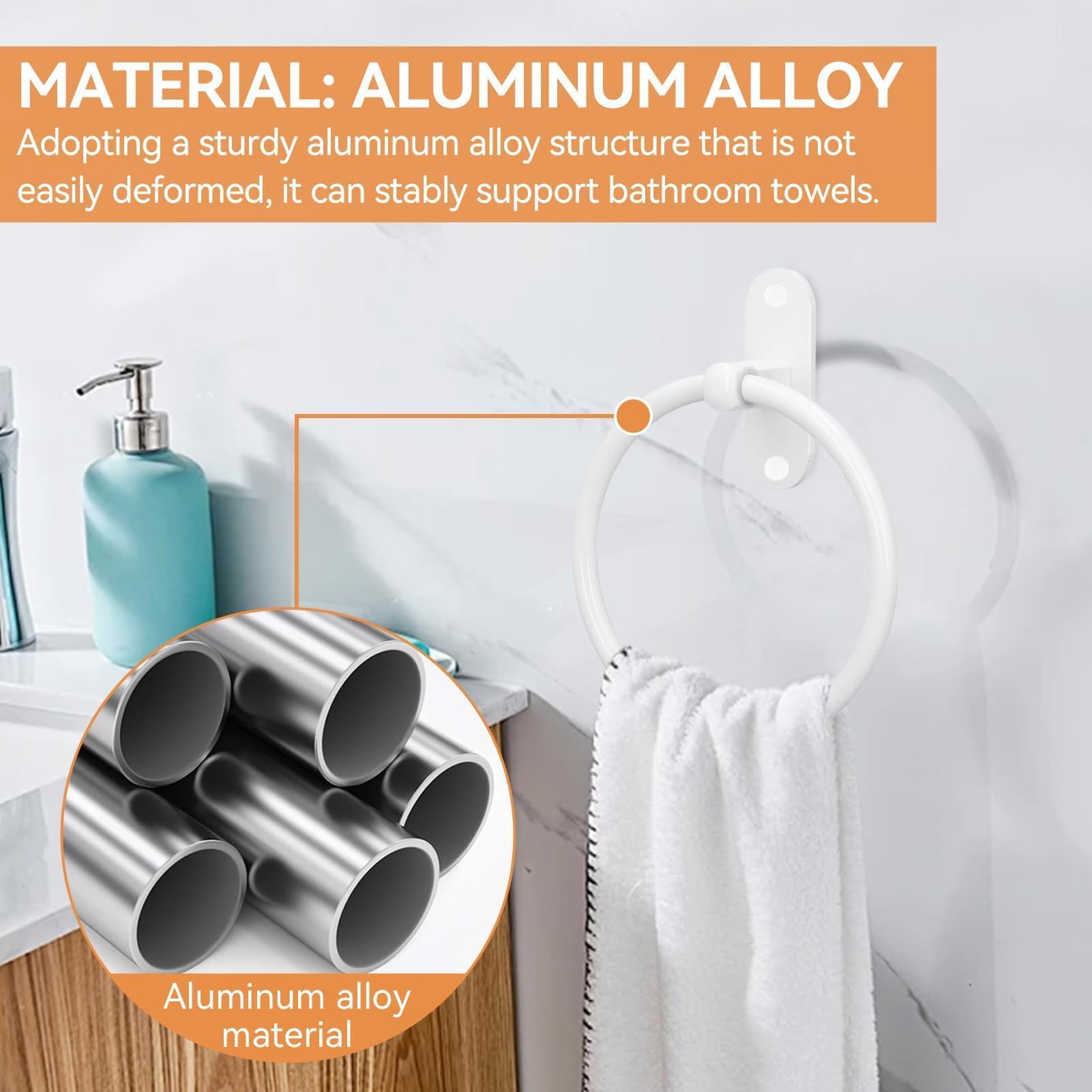 Toallero De Anilla, Porta Toallas Redondo, Acero Inoxidable Percha De Baño, Anillos De Toalla Blancos Toallero De Aro Anillo De Toalla, Cocina, Montaje En Pared