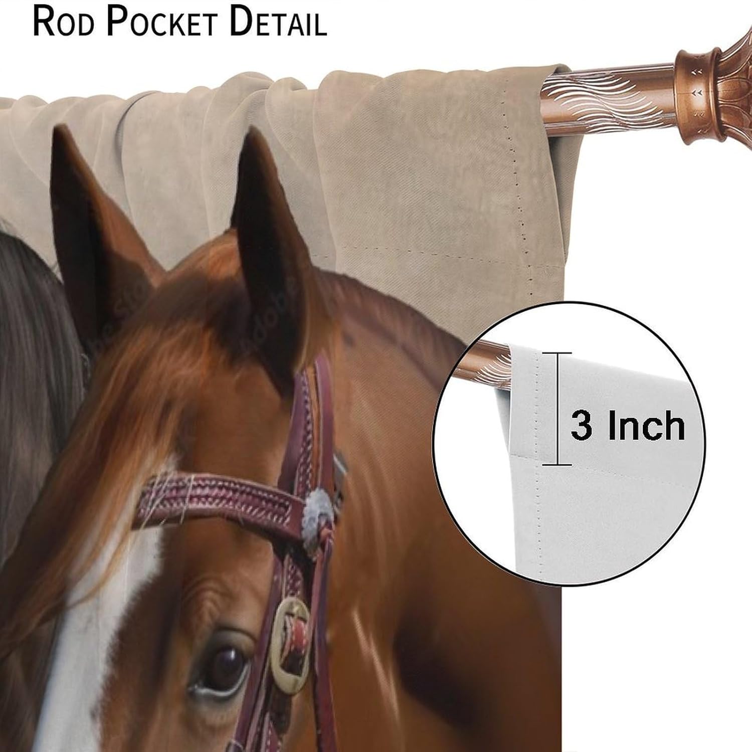 Horse Window Curtains, Western Wild Horses Cowboy Curtains for Living Room, Country Stlye Farm Rustic Animal Horse Drapes,42x63 Inch Blackout