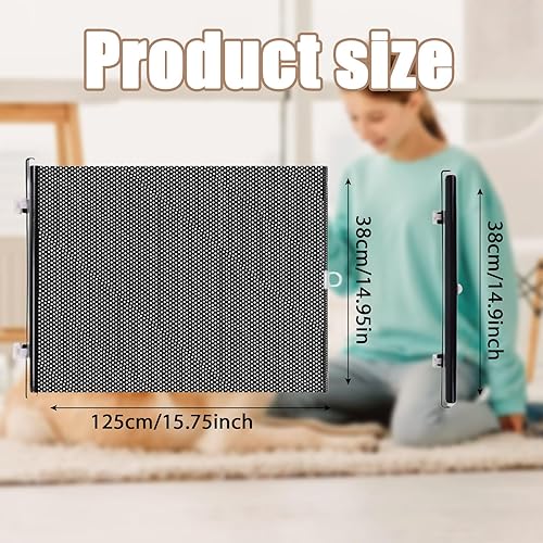 Miniatura 2 de Puertas retráctiles para mascotas, barrera retráctil para mascotas, con dos ganchos y tres ubicaciones, puerta a prueba de perros para cocina,