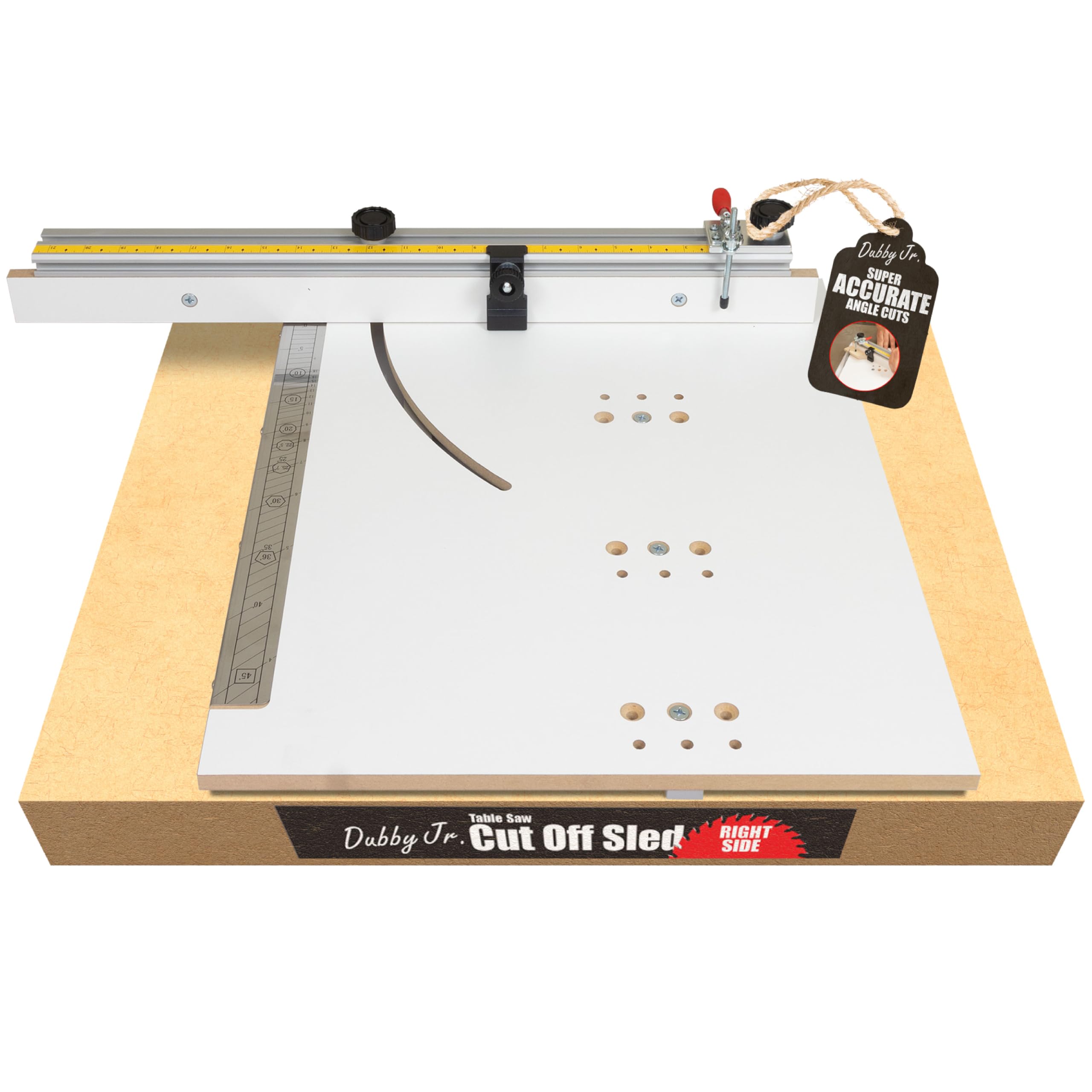 Dubby Jr. Cut-Off Crosscut Sled (Right Side) Table Saw Jig, Quickly Cut Precise Accurate Miters, Angle Crosscut Sled for Table Saw