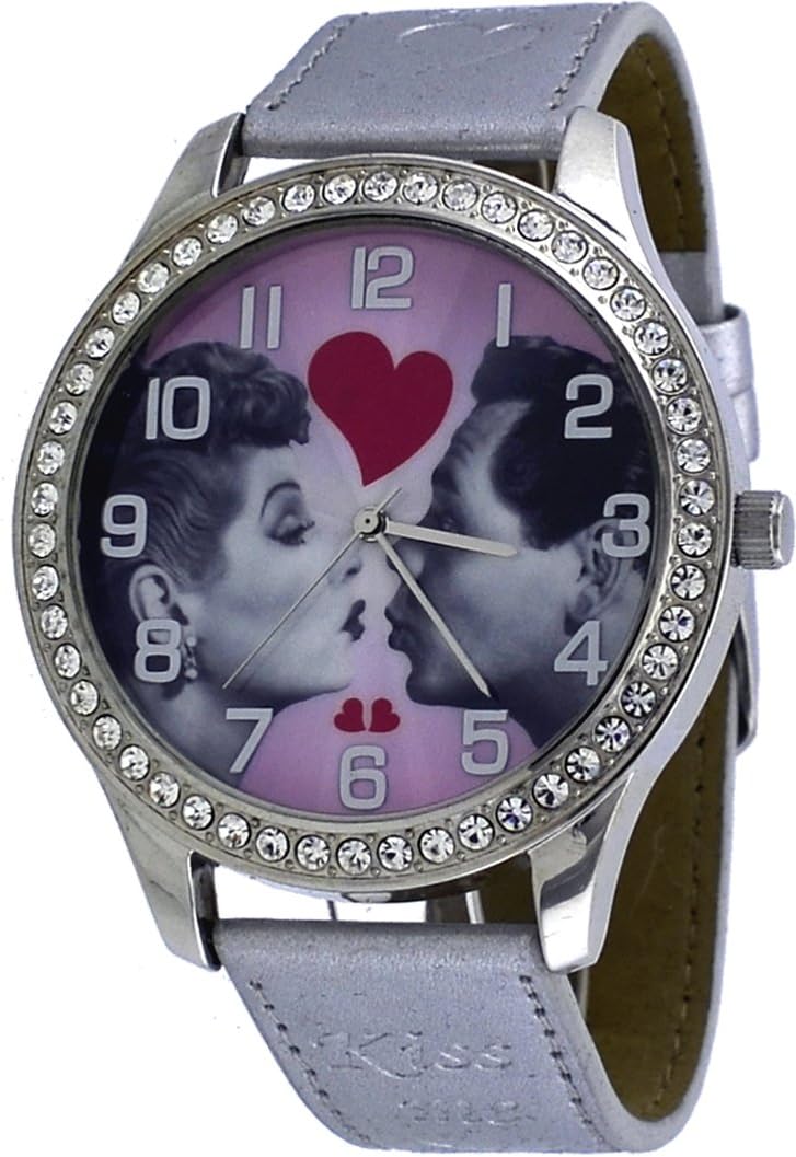 Lucille Ball #LBW34B Women's "Lucy and Ricky" Oversized Crystal Accented Strap Watch