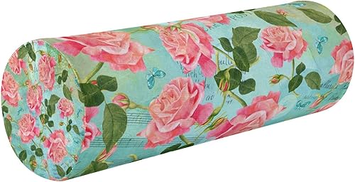 Watercolor Red Rose Buds Green Leaves Knee Bolster Pillow for Legs Memory Foam Neck Roll Pillow Small Round Pillows Decorative Throw Pillows for