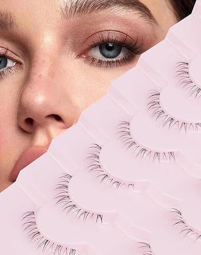 Miniatura 29 de Jiocolor Pestañas postizas de aspecto natural, pestañas cortas y esponjosas, aspecto natural, 0.55 pulgadas, pestañas postizas 3D de visón