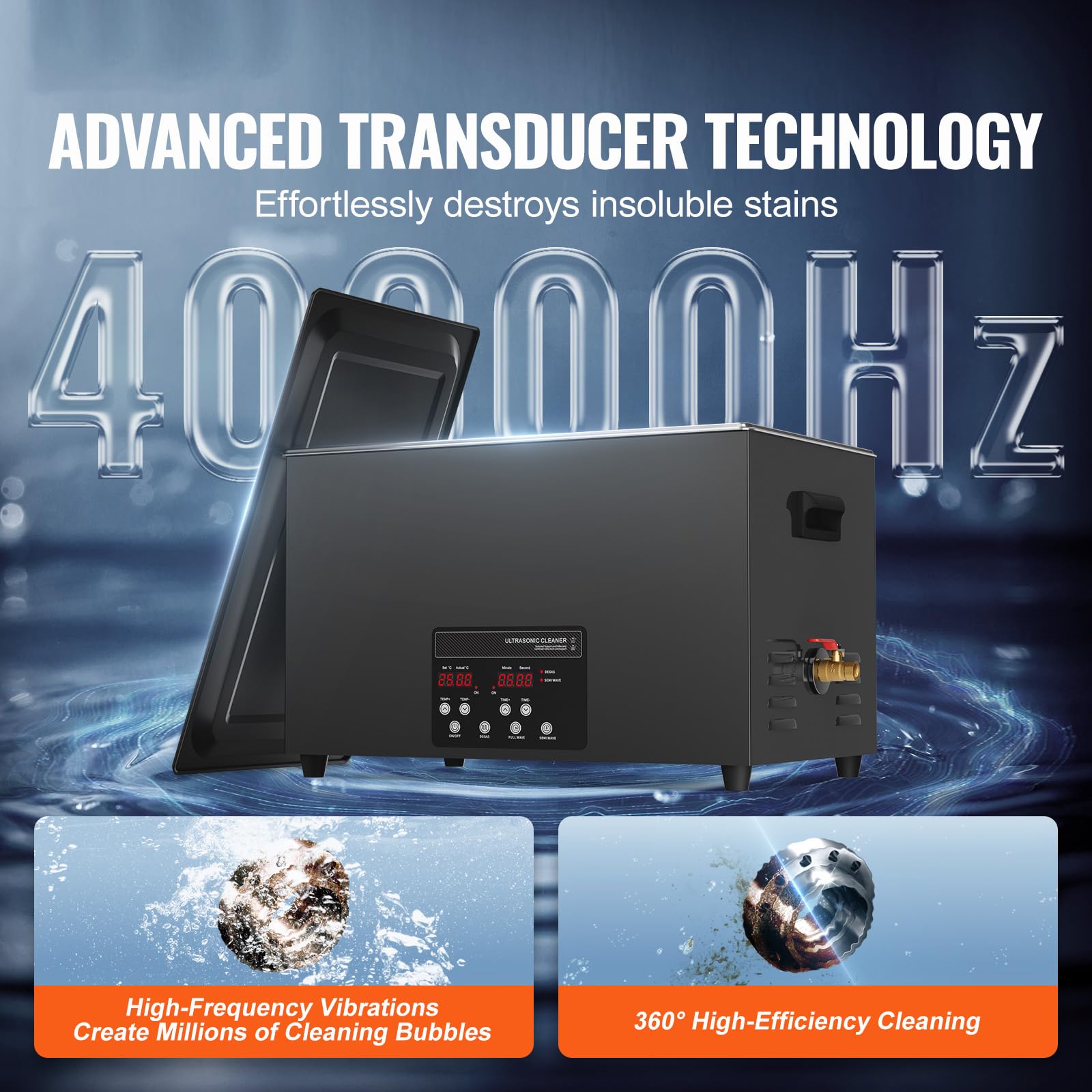 Happybuy 30L Ultrasonic Cleaner, 600W Digital 40kHz Cleaning Machine with Heater, Timer, Degassing & Gentle Mode, for Jewelry, Tools, Retainers