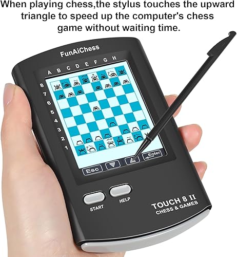 Miniatura 3 de Tablero de ajedrez electrónico de mano 8 en 1, juego de computadora de ajedrez táctil Ai Chess Up Smart Electronic Chess Up Juego de ajedrez
