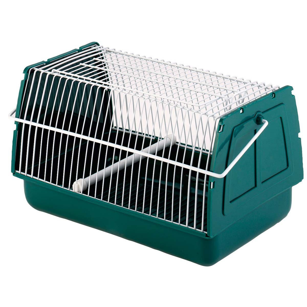 Kerbl Caja de transporte para mascotas, jaula para mascotas, 21x15x14cm, plástico, verde, para hámsteres, cobayas, roedores y animales pequeños