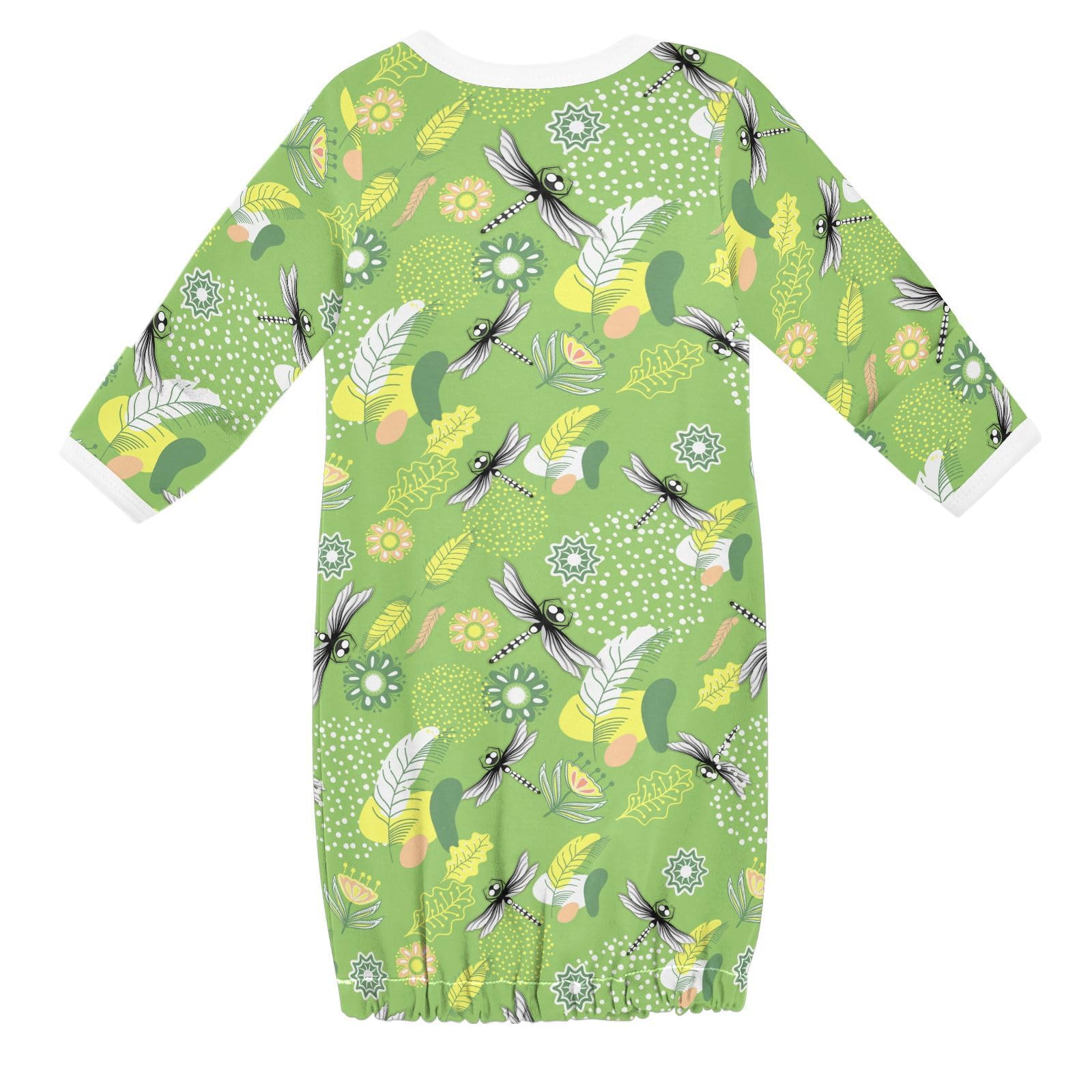 WIFIU Floral Cute Dragonfly Baby Girls Boys Sleeper Gown Cotton Nightgown Long Sleeve, Baby Nightdress Sleeping Clothes for Newborn 0-3 Months Multicolor