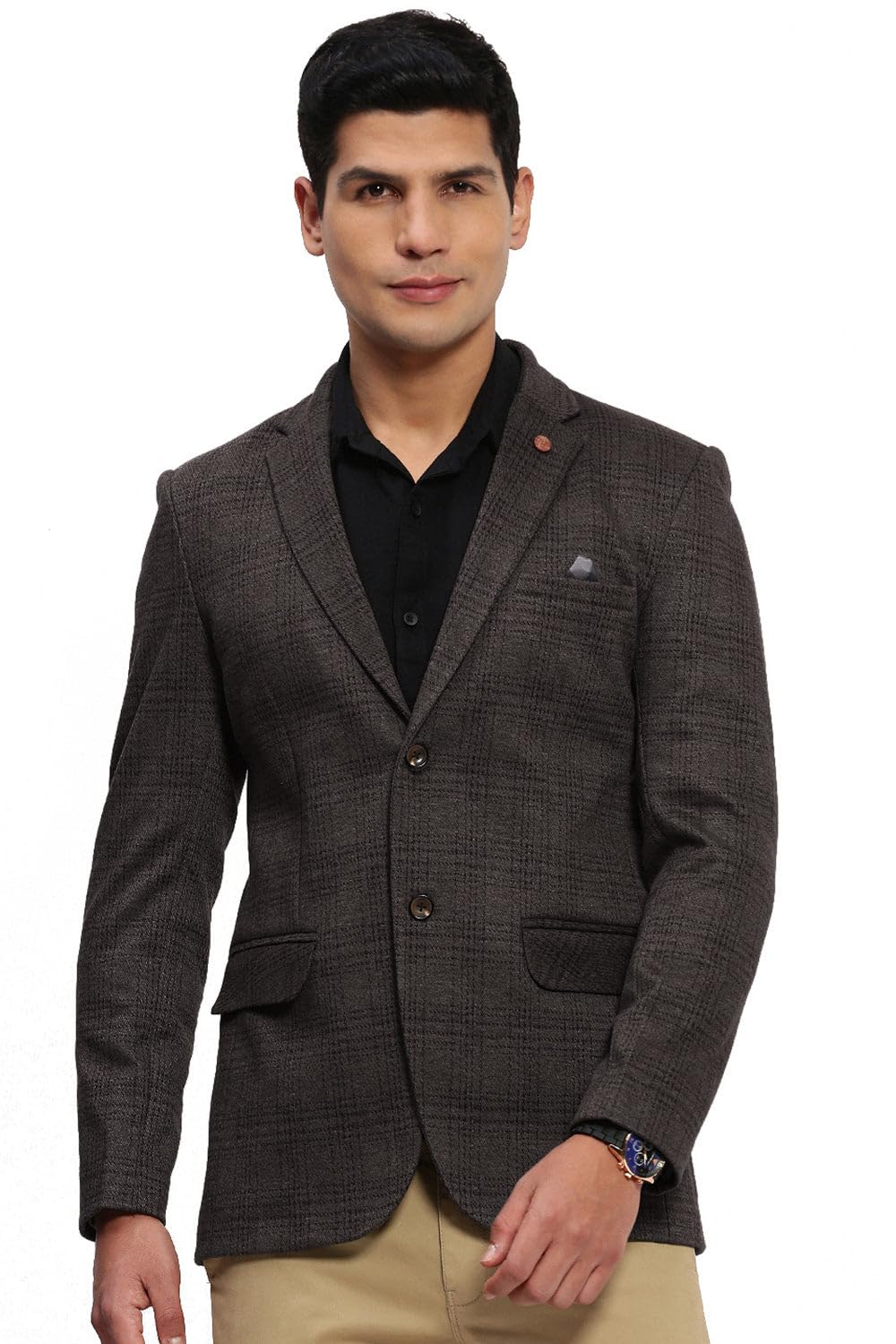 showoffff SHOWOFF Men's Black Checked Single Breasted Blazer-LBR-2433_Black-picture-33