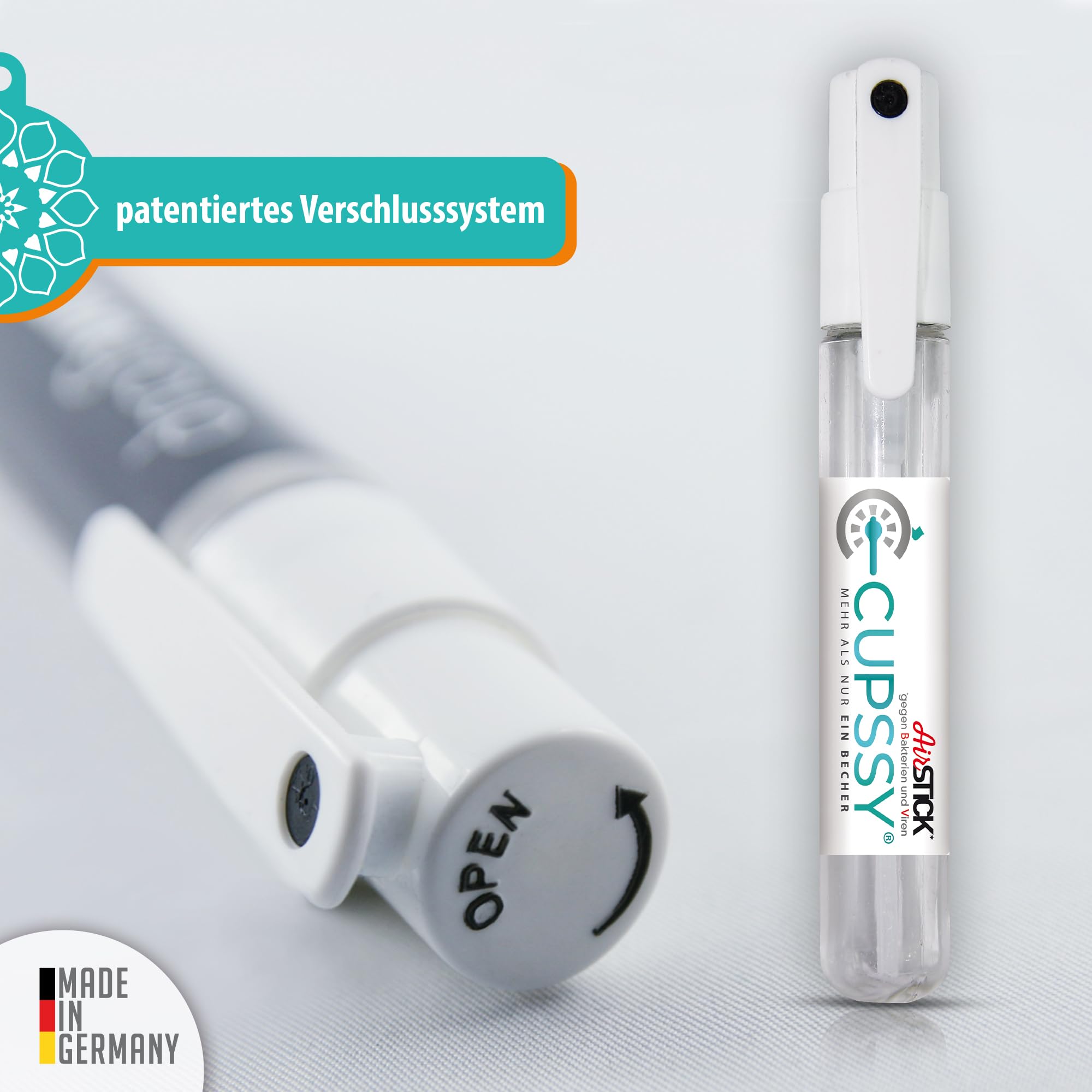 AirStick, Desinfektionsmittel, Reise Flächendesinfektionsmittel, kein auslaufen, Für Robust, Desinfektionsmittel Flächen, bekämpft Bakterien 99,9%, Nachfüllbar, sauber&schonend, 3x15ml