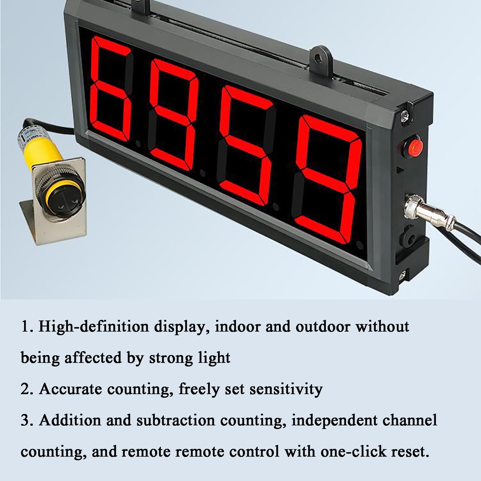 Compteur de convoyeur LED à 4 chiffres, affichage numérique avec télécommande, induction de 30 cm, mémoire de mise hors tension pour la production, l'emballage, le tri logistique
