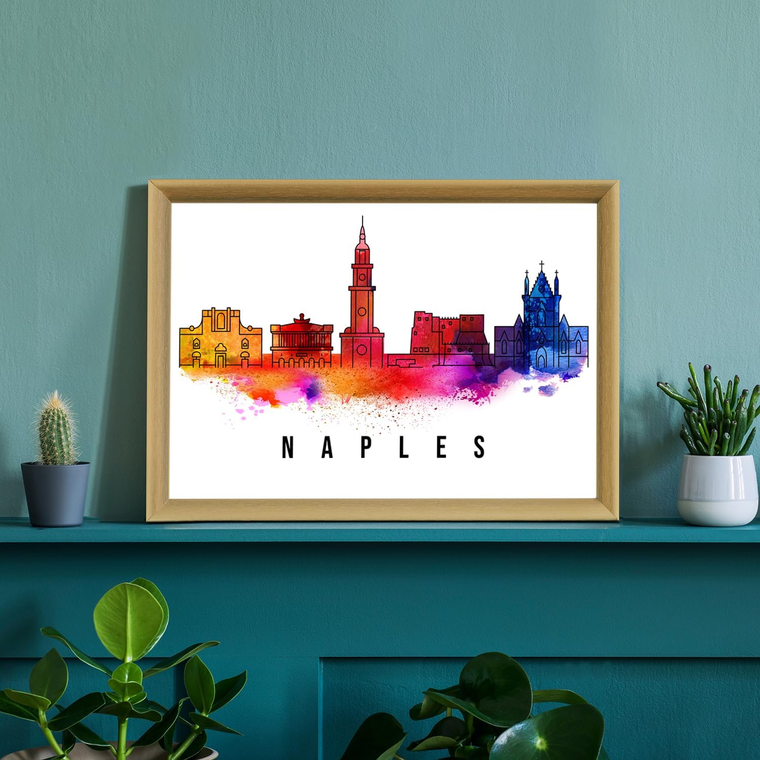 Pera Print Italy Poster, Italy-Naples Poster, Italy Illustration Skyline City Poster, Modern Skyline Poster, Cityscape and Landmark Print, Home-Office Wall Art Decoration