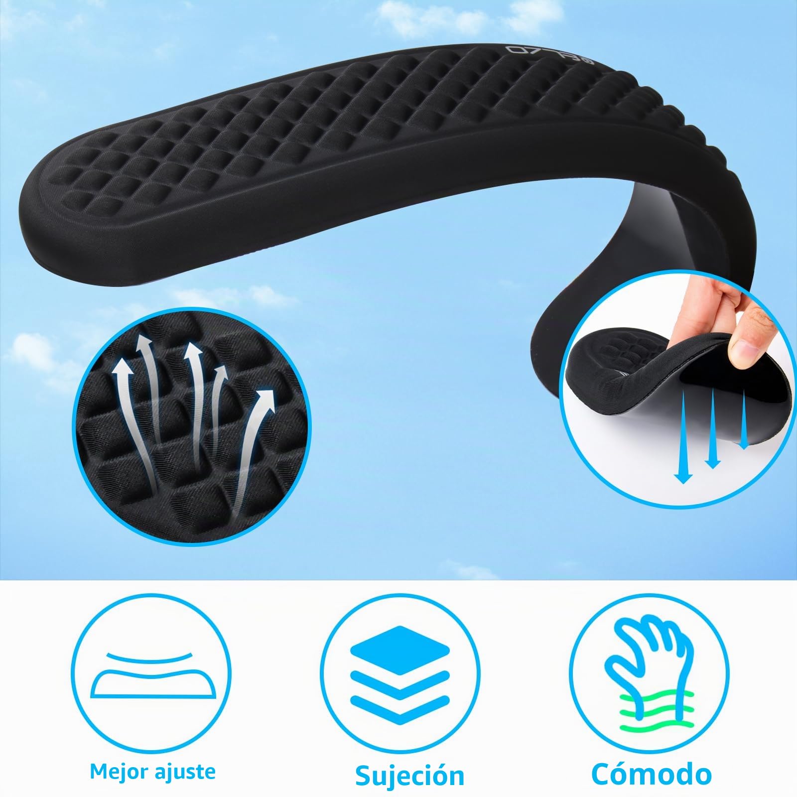 ELZO Reposamuñecas para Teclado y Ratón, Soporte de Muñeca de Espuma Viscoelástica, Almohadilla Ergonómica para Soporte de Muñeca, Reposamuñecas Antideslizante para Teclado de Computadora, Negro