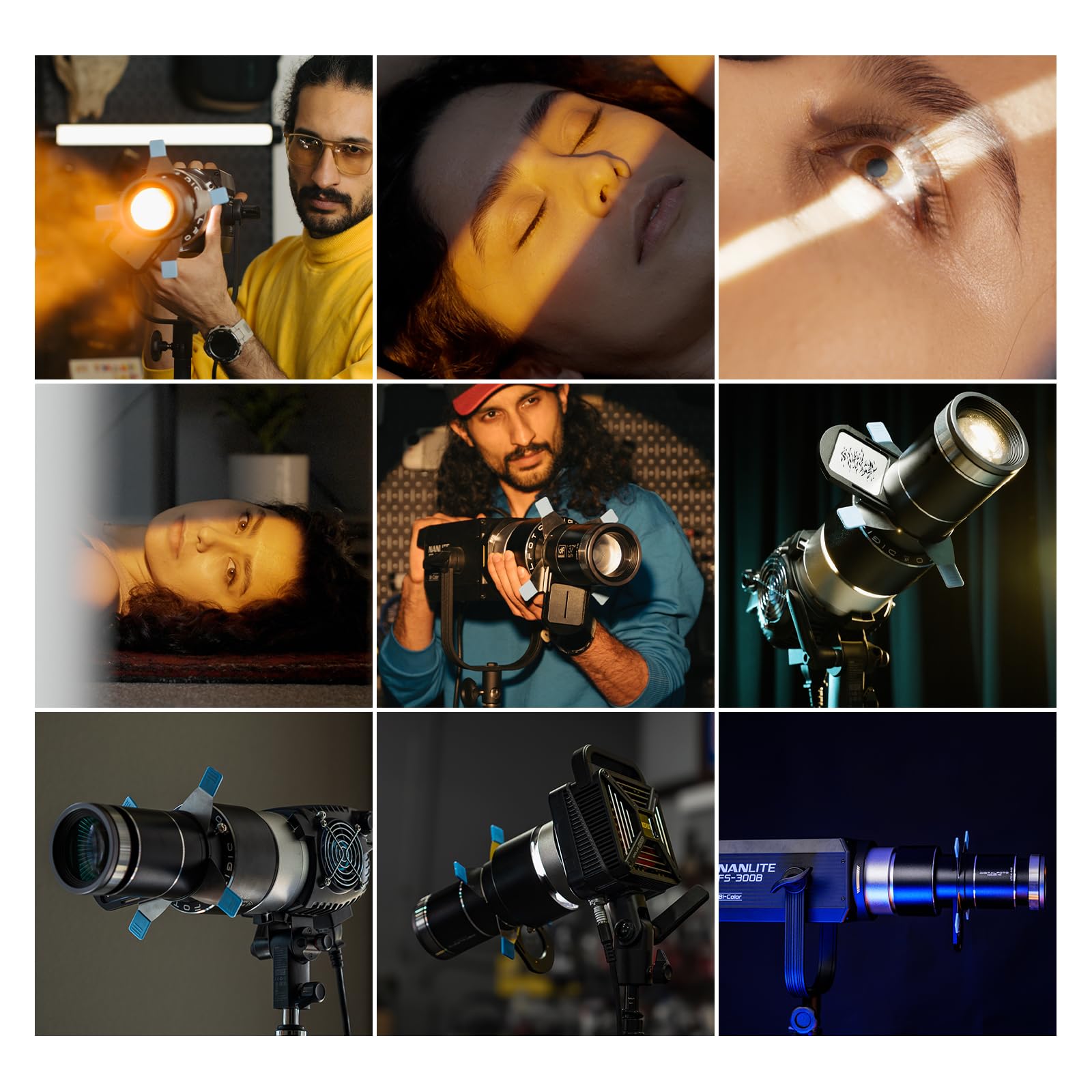 Optischer Snoot für Bowens Mount Light, Optisches Projektion Snoot Kit für Spotlight/COB Light, kompatibel mit Aputure Amaran 60D/XS/100X/D 200D/X Storm 400x, für Godox SL60,4 Farbfiltern & 39 Gobos