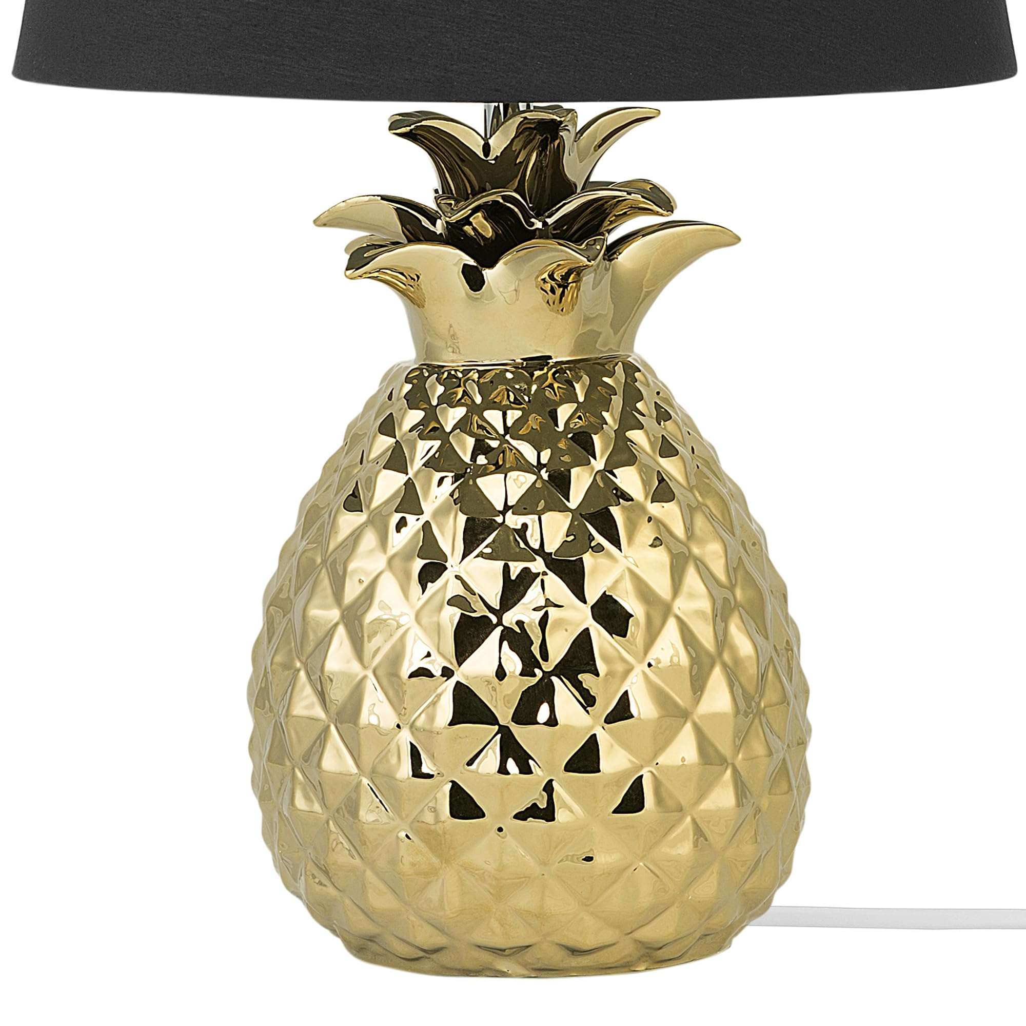Beliani Stilvolle Tischleuchte Lampenfuß in Ananas Form gold/schwarz Keramik/Polyester