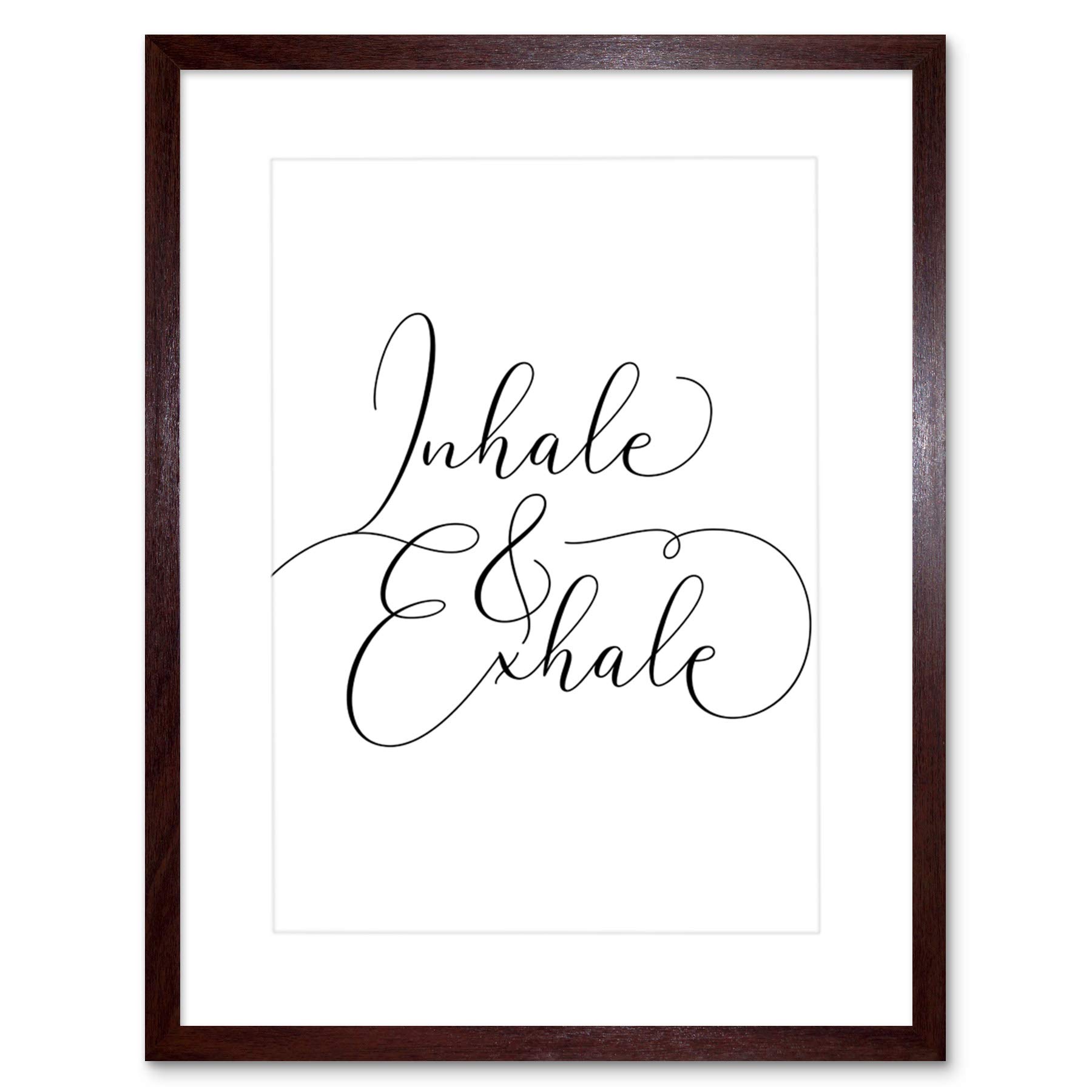Wee Blue Coo Inhale And Exhale Modern Typography Artwork Framed Wall Art Print 12X16 Inch