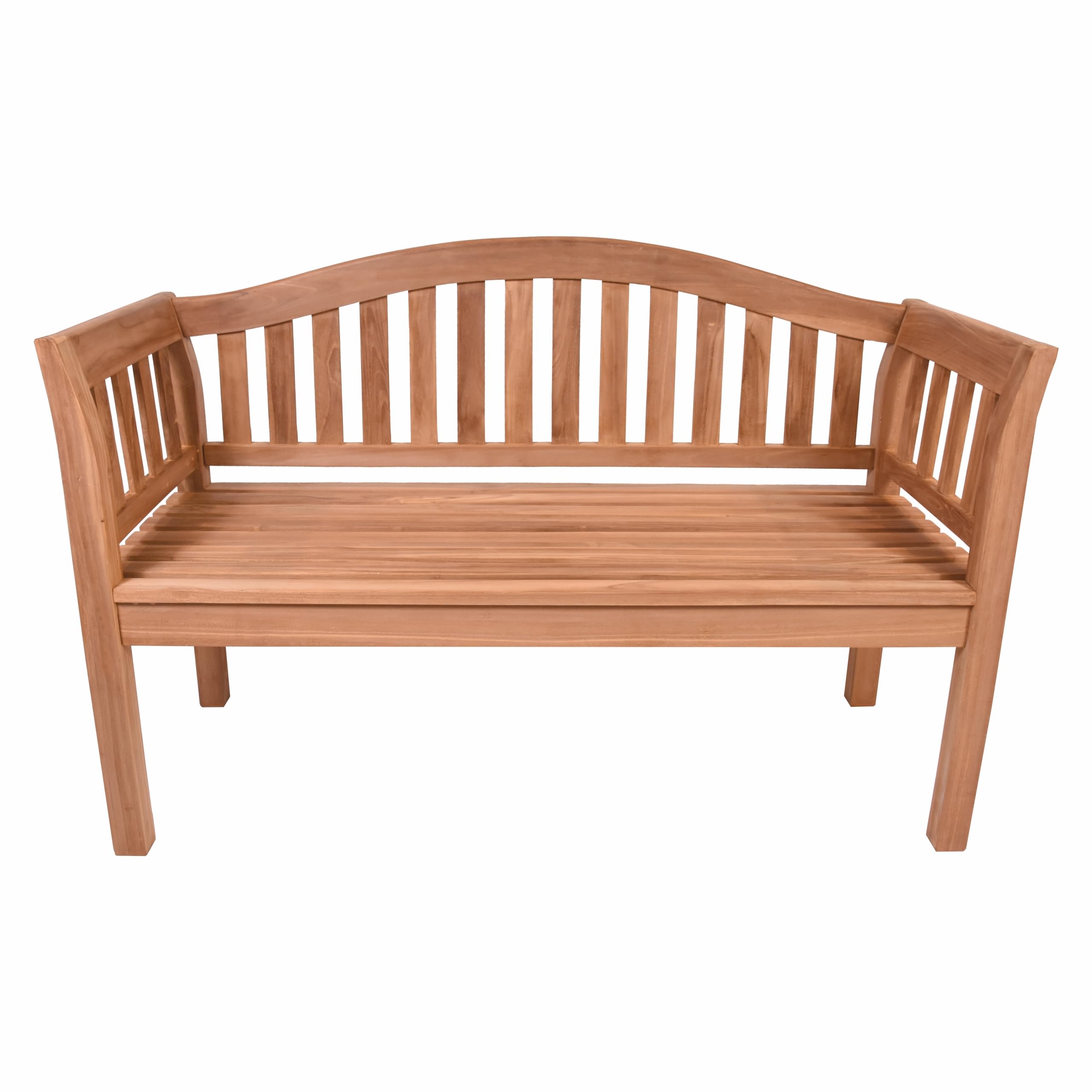 Divero 2-Sitzer Gartenbank „Welle“ aus Teakholz behandelt – Farbe Braun | Rückenlehne in Wellenform
