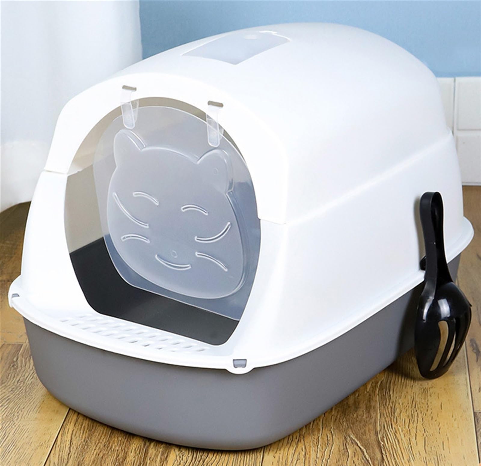Caixa de Areia para Gatos Orinal Con Capucha Para Gatos Y Gatitos, Inodoro Cerrado Para Gatos, Reutilizable, Antisalpicaduras, Con Solapa Para Puerta Delantera, Accesorios Para Mascotas Arenero Gatos(