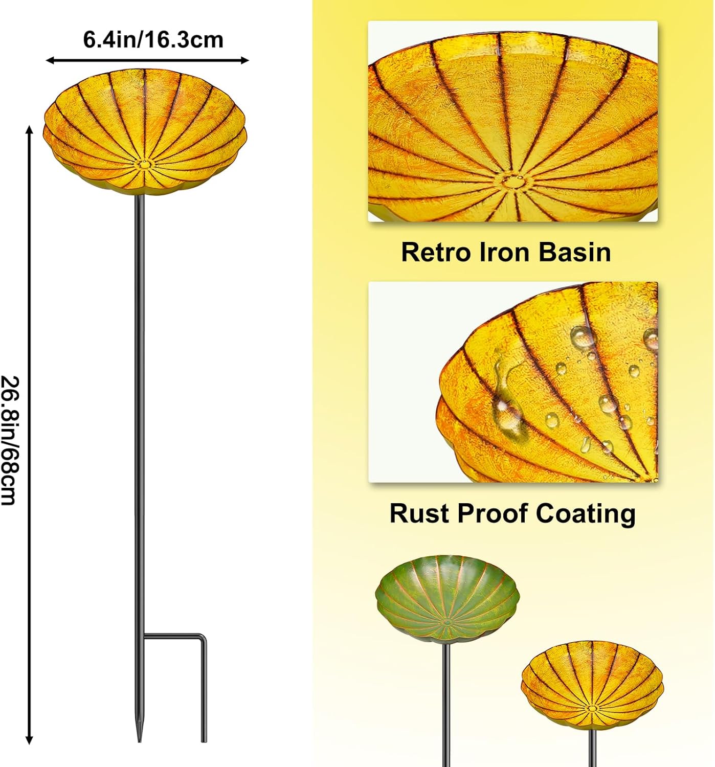 2PCS Sunflower Wind Spinner Small Hummingbird Bath Birdfeeder Bowl Garden Decor for Outdoor Yard Lawn