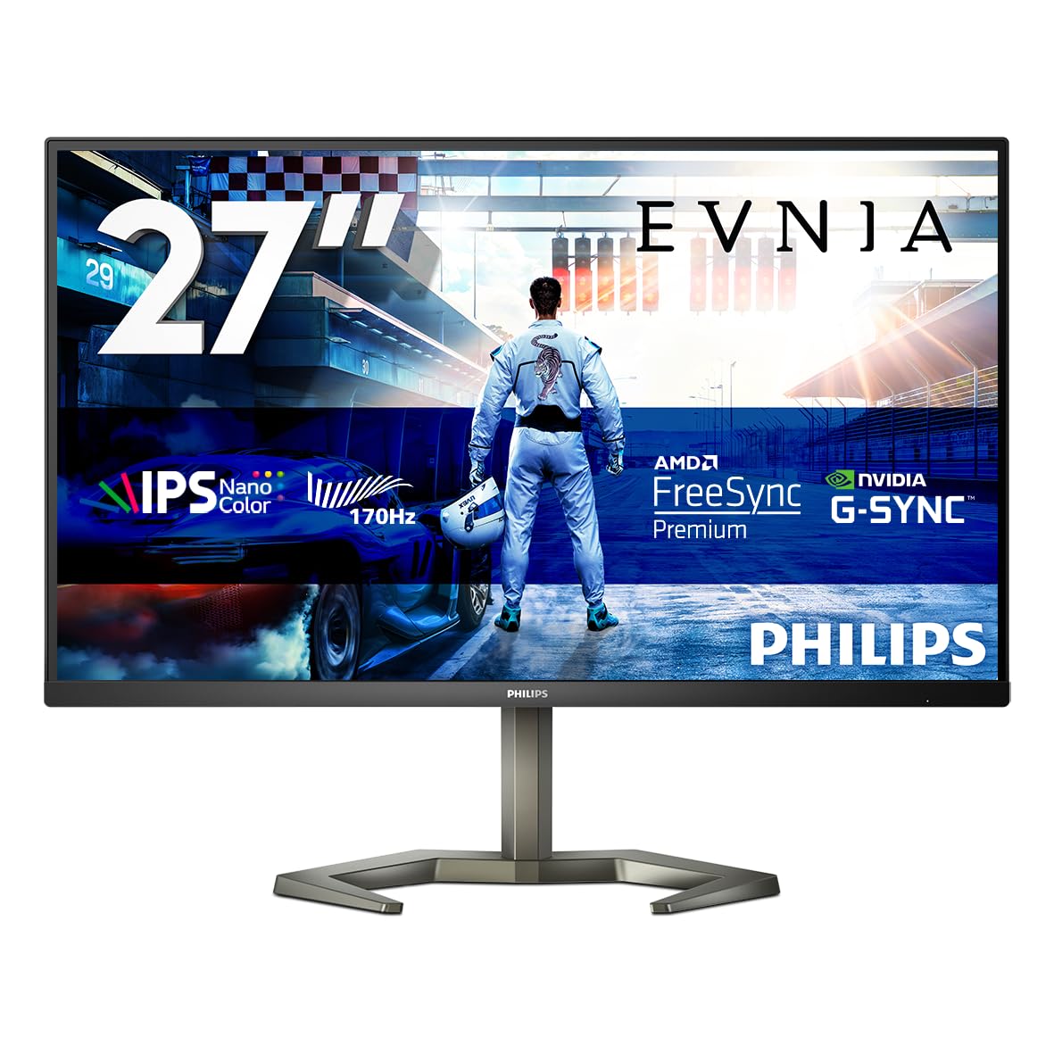Philips Evnia 27M1N5500ZA - 27 Pulgadas QHD Monitor, 170Hz, Nano IPS, 1ms GTG, FreeSync Premium, Altavoces, Altura Ajustable, USB Hub (2560 x 1440 @ 170Hz, HDR400, HDMI 2.0 / DP 1.4 / USB 3.2)