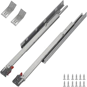 Full Extension Undermount Drawer Slides 18 inch (1 Pair), Soft Close Concealed Drawer Runners with Mounting Screws and Brackets