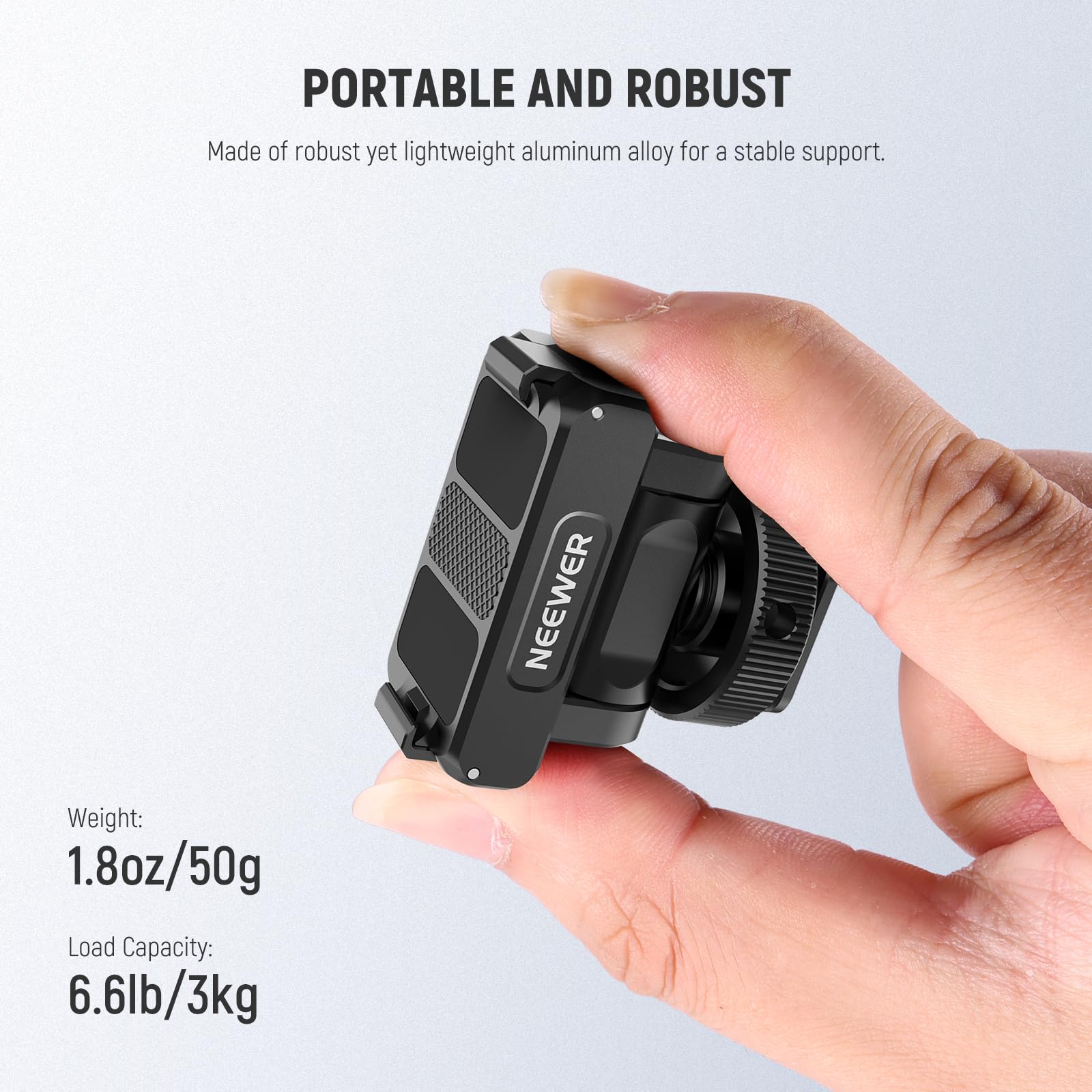 NEEWER Adapter montażowy kompatybilny z DJI Osmo Action 5 Pro/4/3, metalowy magnetyczny uchwyt do kamery sportowej Quick Release z nachyleniem 160°, zimna stopka, gwint 1/10.2 cm, AC012