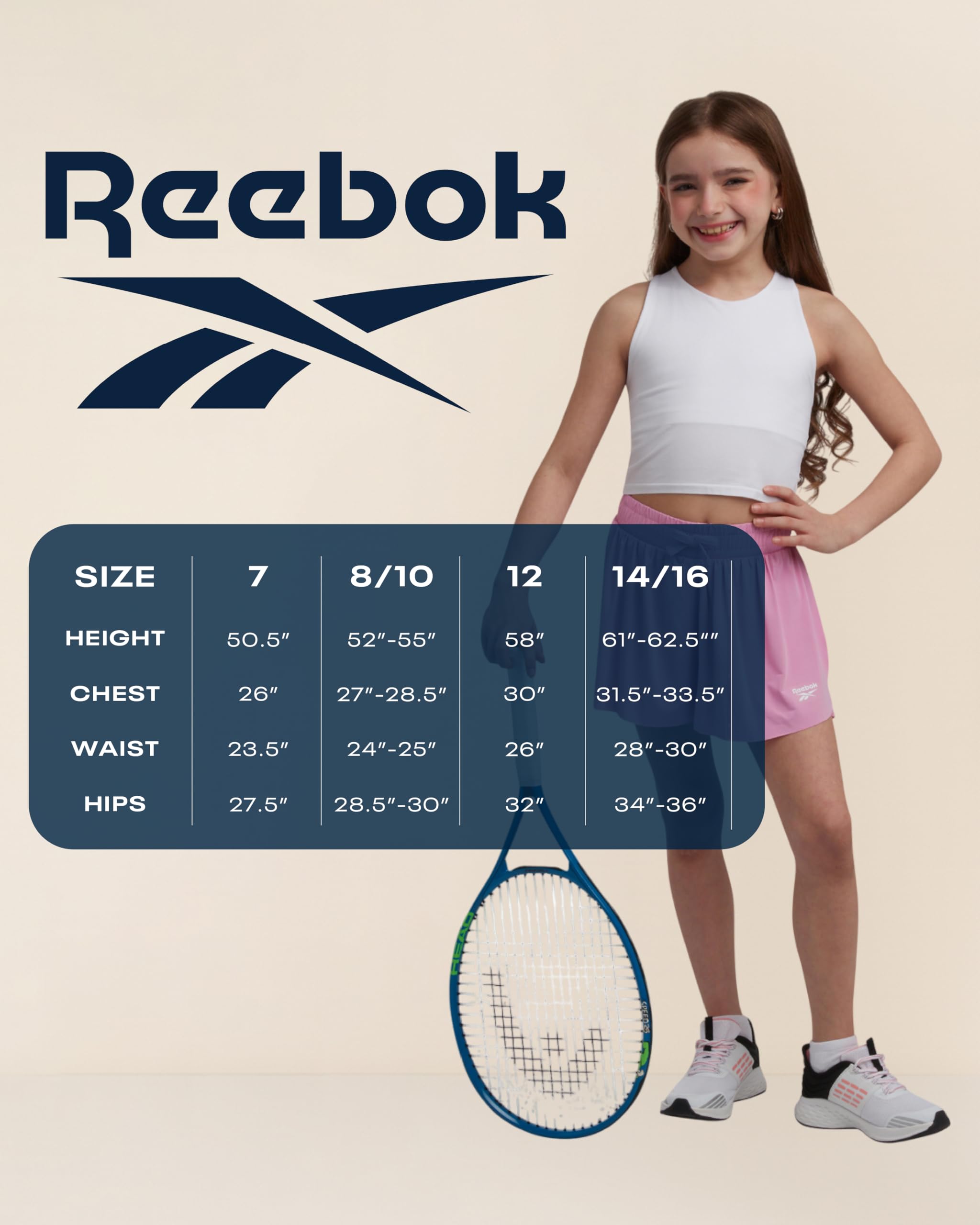 Reebok Mädchen Leggings – 2er-Pack Active Performance Sport Tights (Größe 7-16)