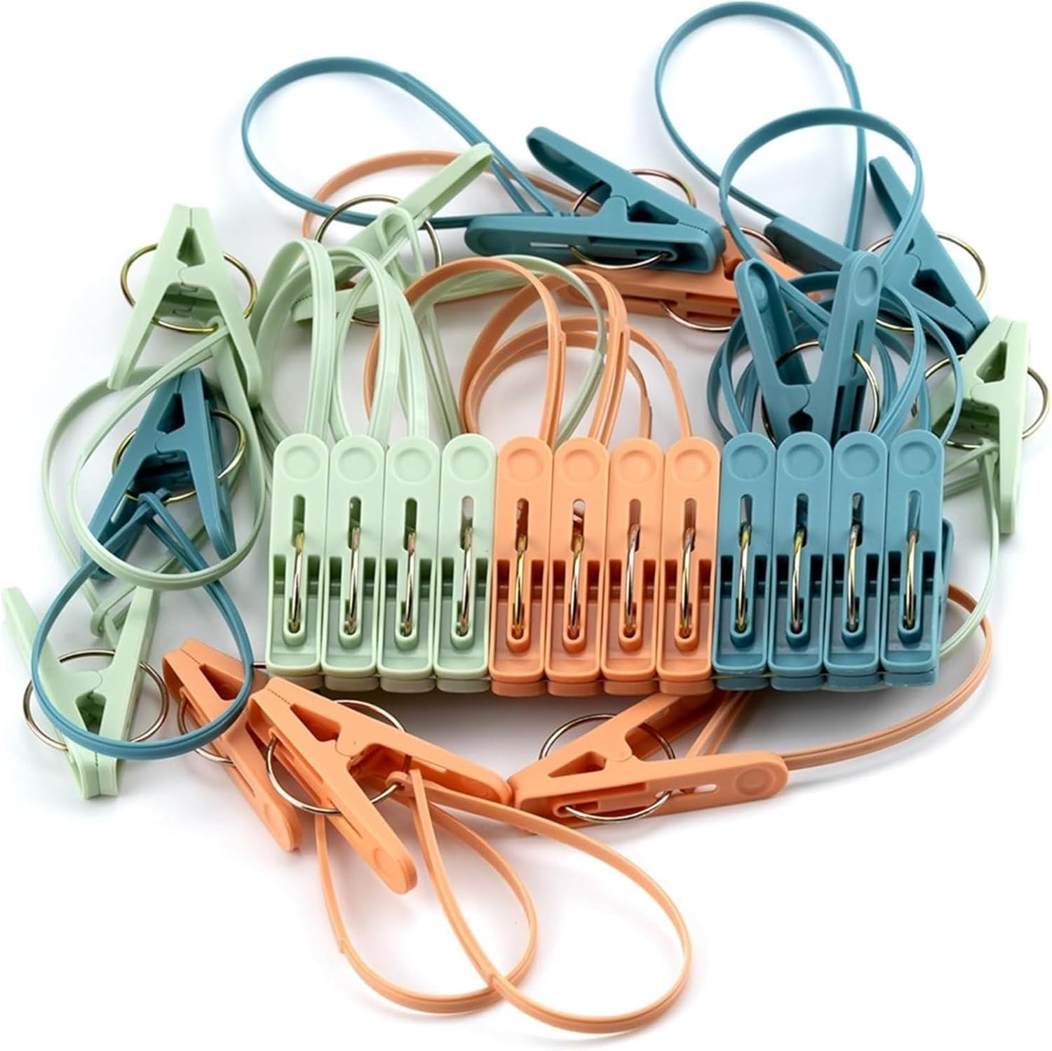 240 PCS Clothes Pins with Plastic Rope for Clothesline Sturdy Clothing