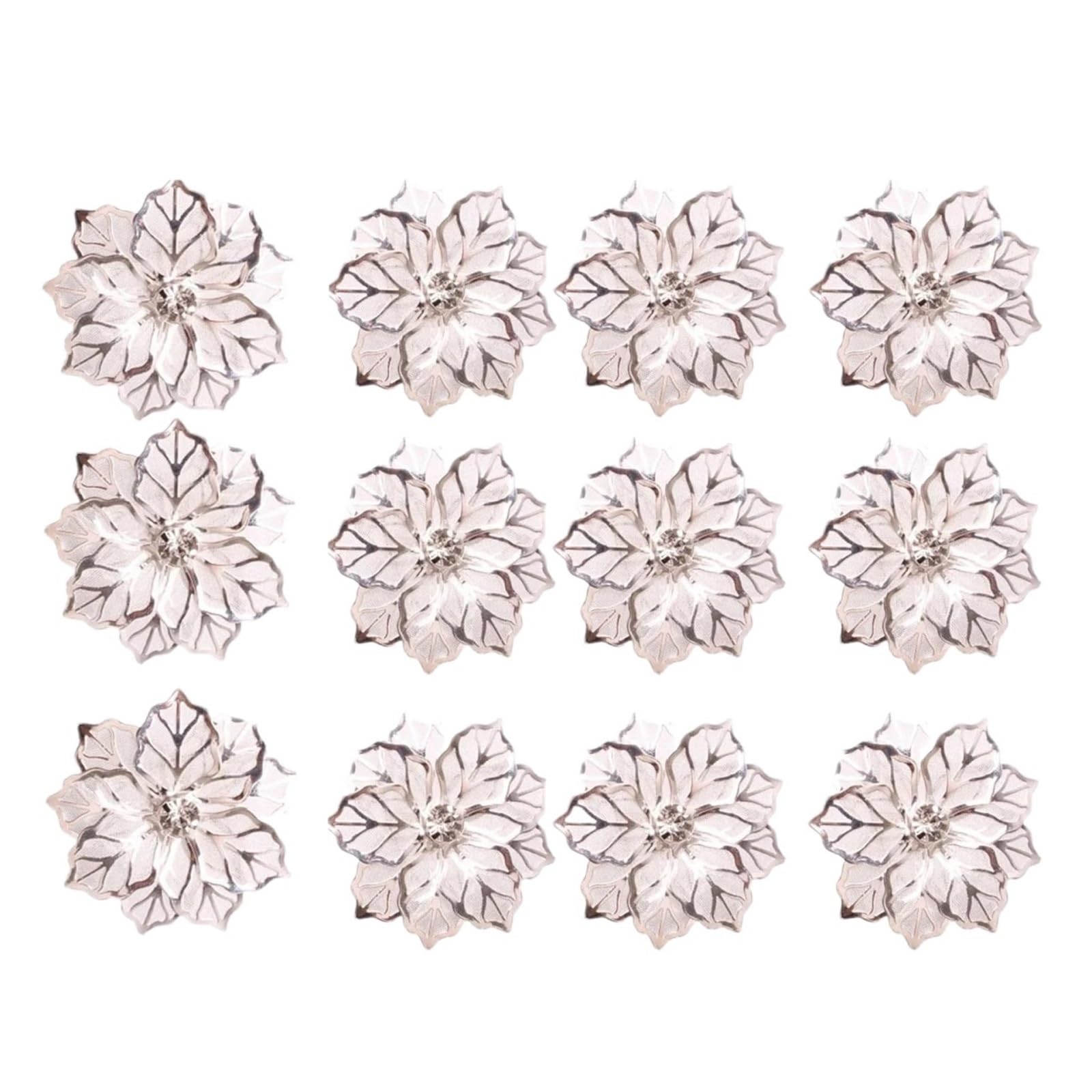 napkin rings Leaf Napkin Rings Buckle Holder for Christmas Thanksgiving Wedding Dinnig Table Decoration(Leaf silver 12pcs)
